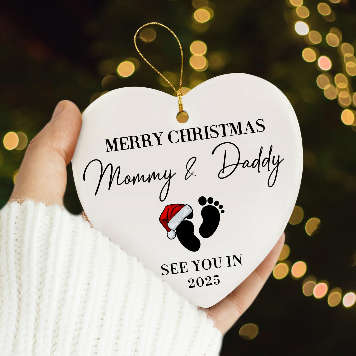 Merry Christmas Mommy And Daddy - Ceramic Ornament