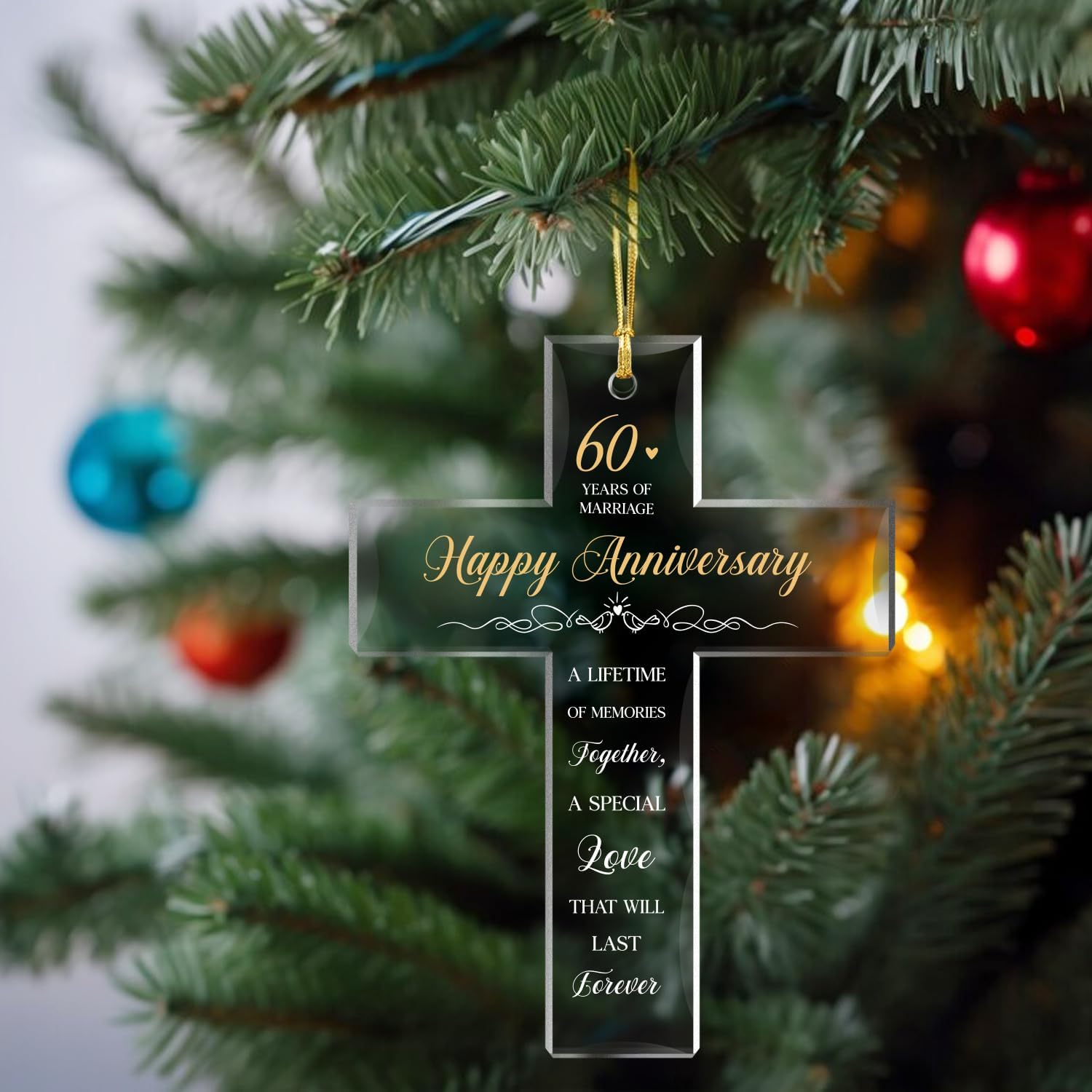 Happy Anniversary 60th Years Of Marriage - Acrylic Ornament