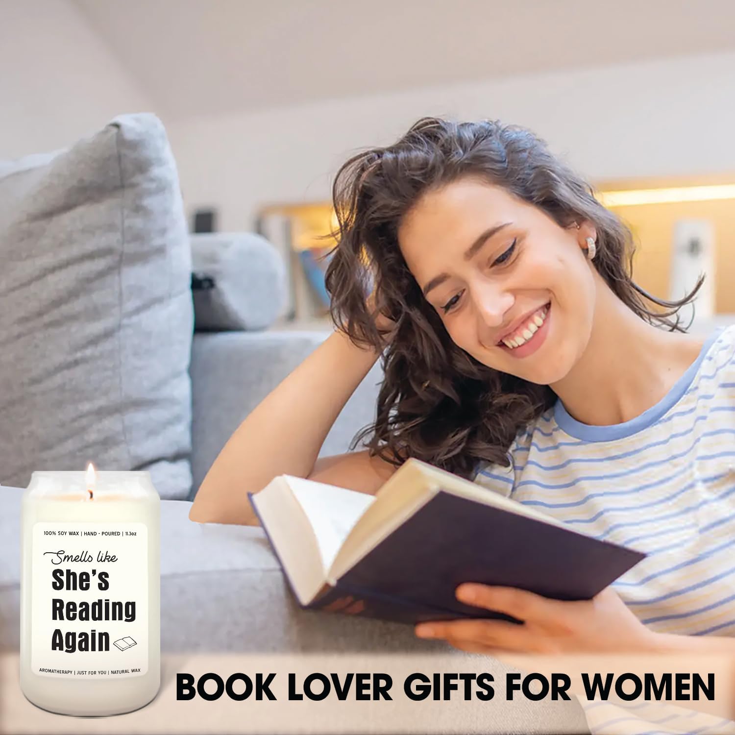 Smells Like She's Reading Again Book - Reading Book Candle