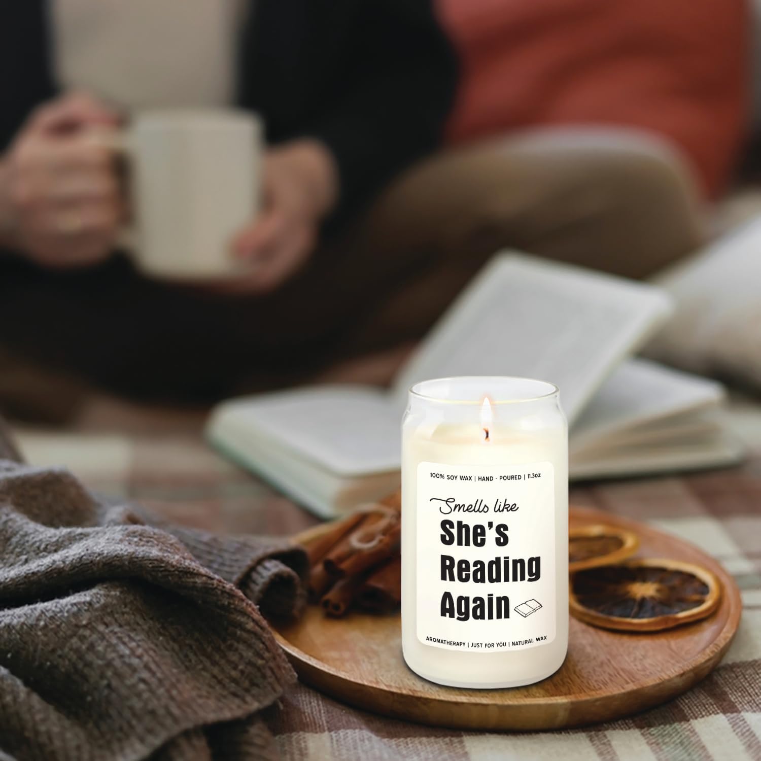 Smells Like She's Reading Again Book - Reading Book Candle