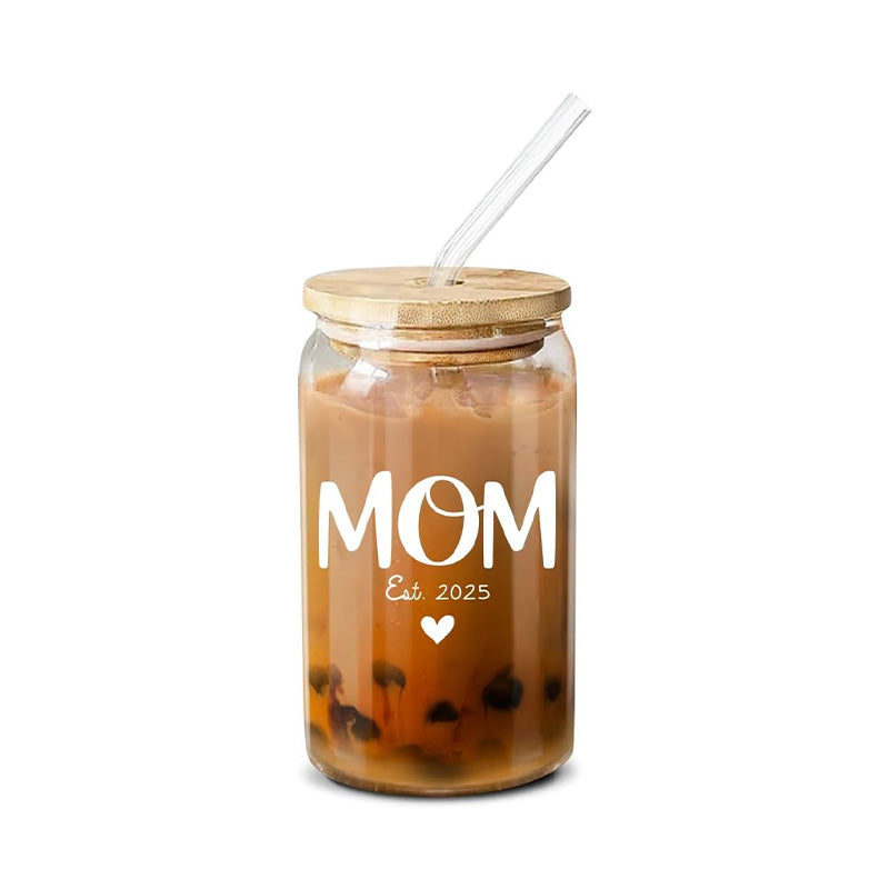 Mom Est 2025 - 16 Oz Coffee Glass