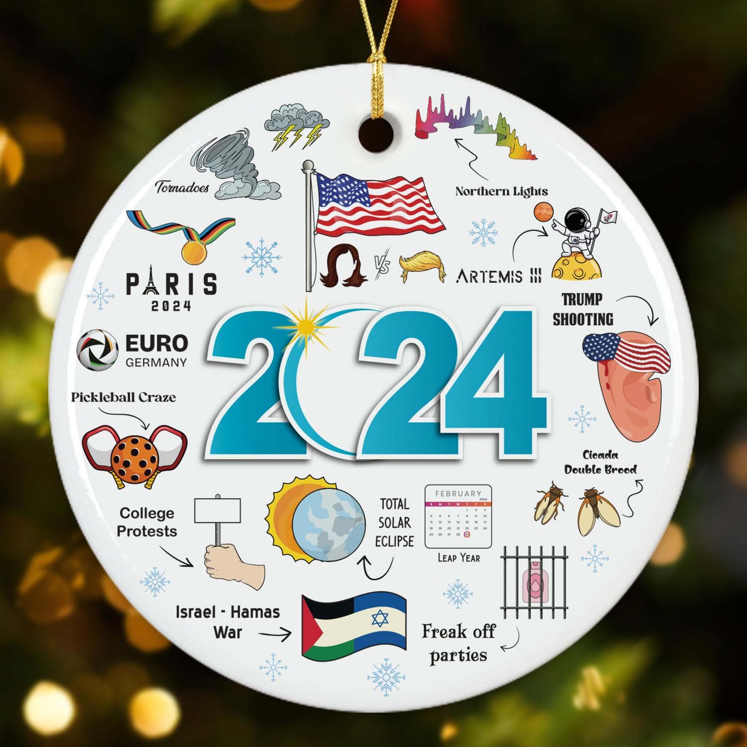 2024 Year in Review - Ceramic Christmas Ornament