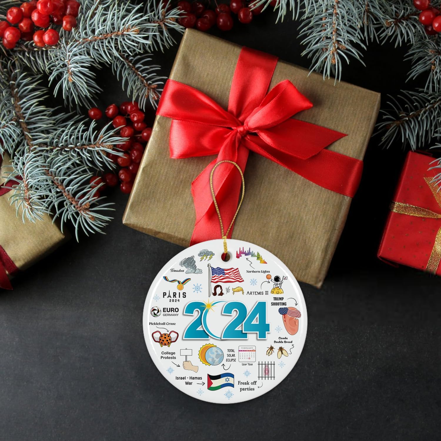 2024 Year in Review - Ceramic Christmas Ornament