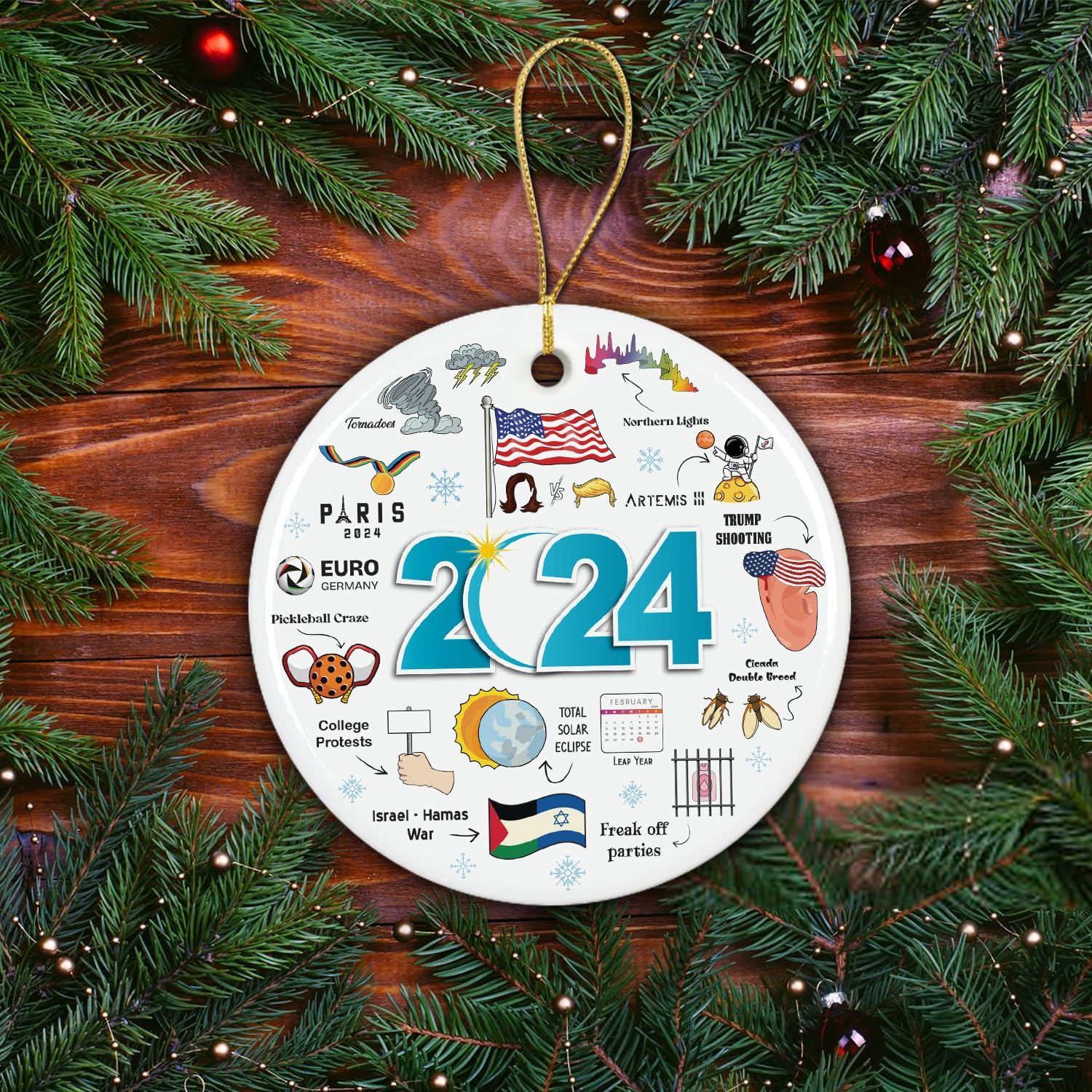 2024 Year in Review - Ceramic Christmas Ornament