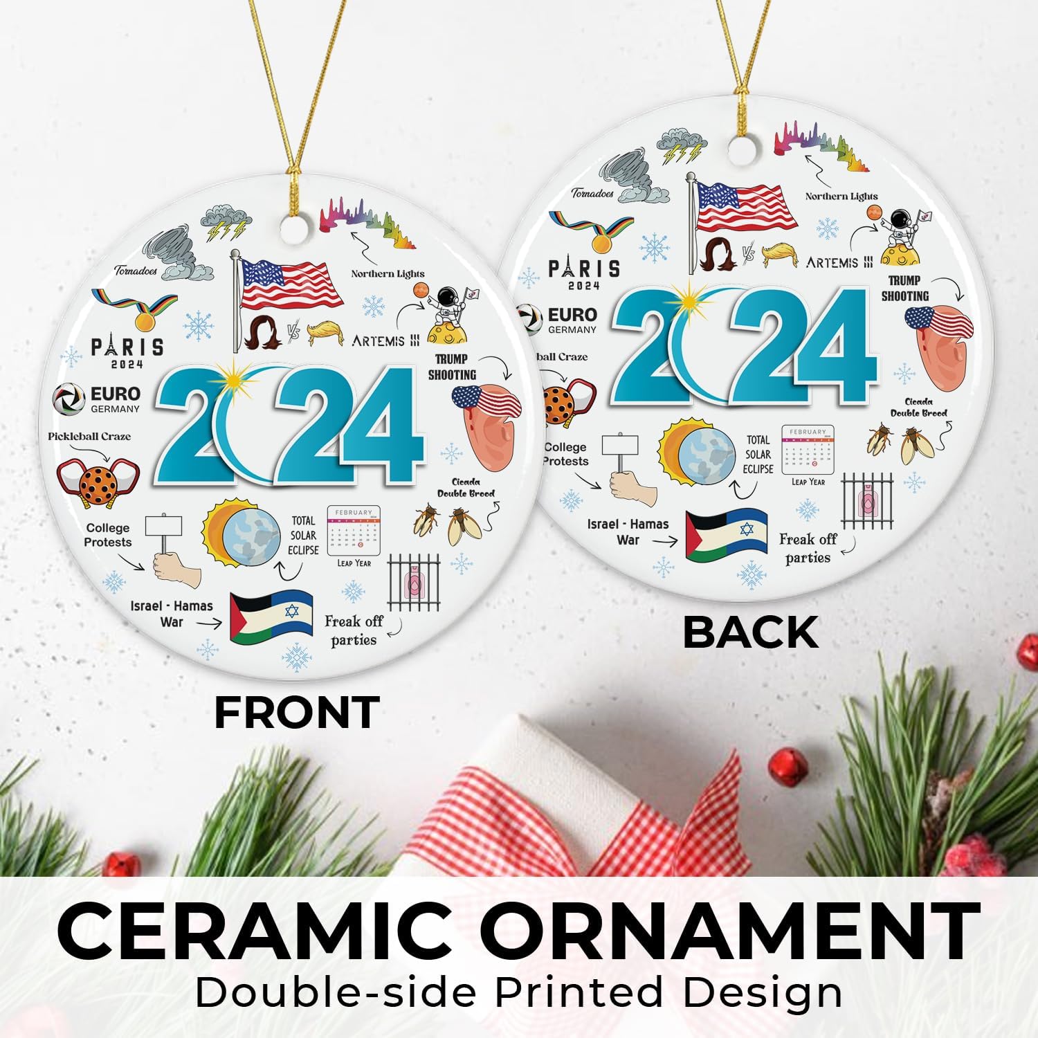 2024 Year in Review - Ceramic Christmas Ornament