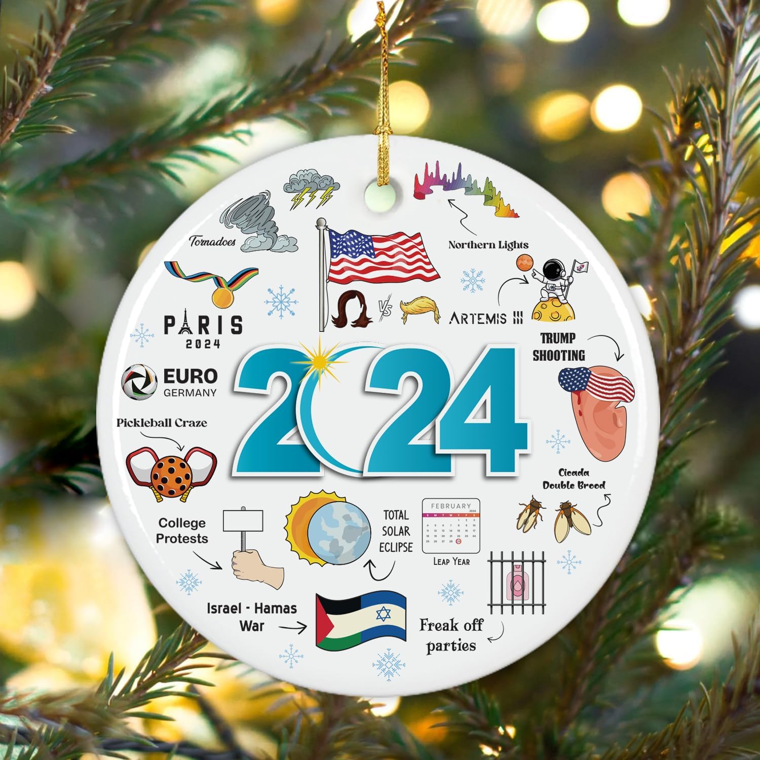 2024 Year in Review - Ceramic Christmas Ornament