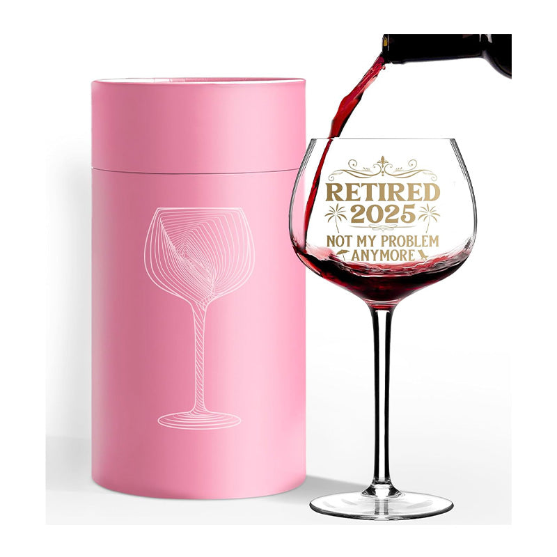 Retired 2025 - Not My Problem Anymore - 16 Oz Wine Glass