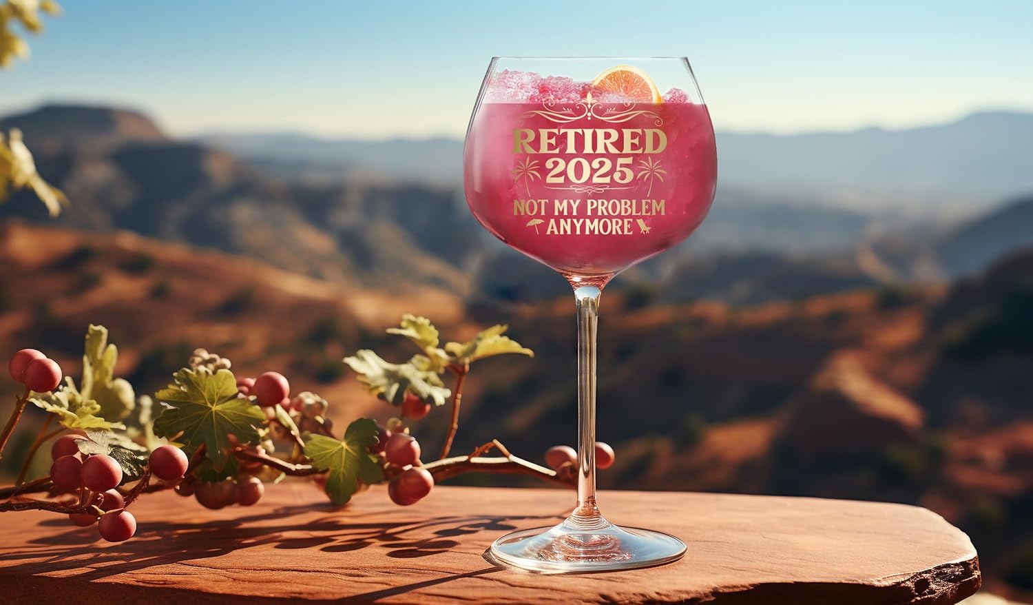 Retired 2025 - Not My Problem Anymore - 16 Oz Wine Glass