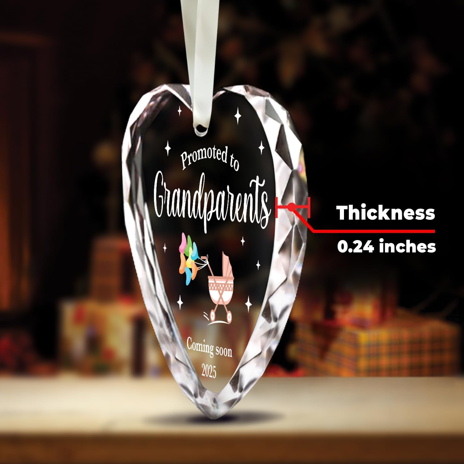 Promoted To Grandparents Coming Soon 2025 - Glass Christmas Ornament