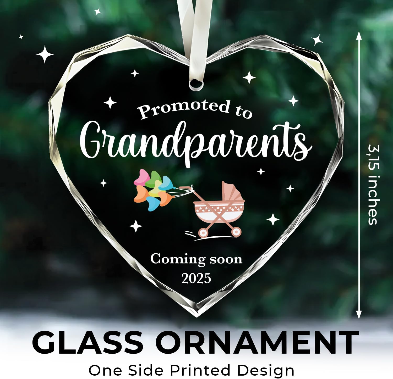 Promoted To Grandparents Coming Soon 2025 - Glass Christmas Ornament