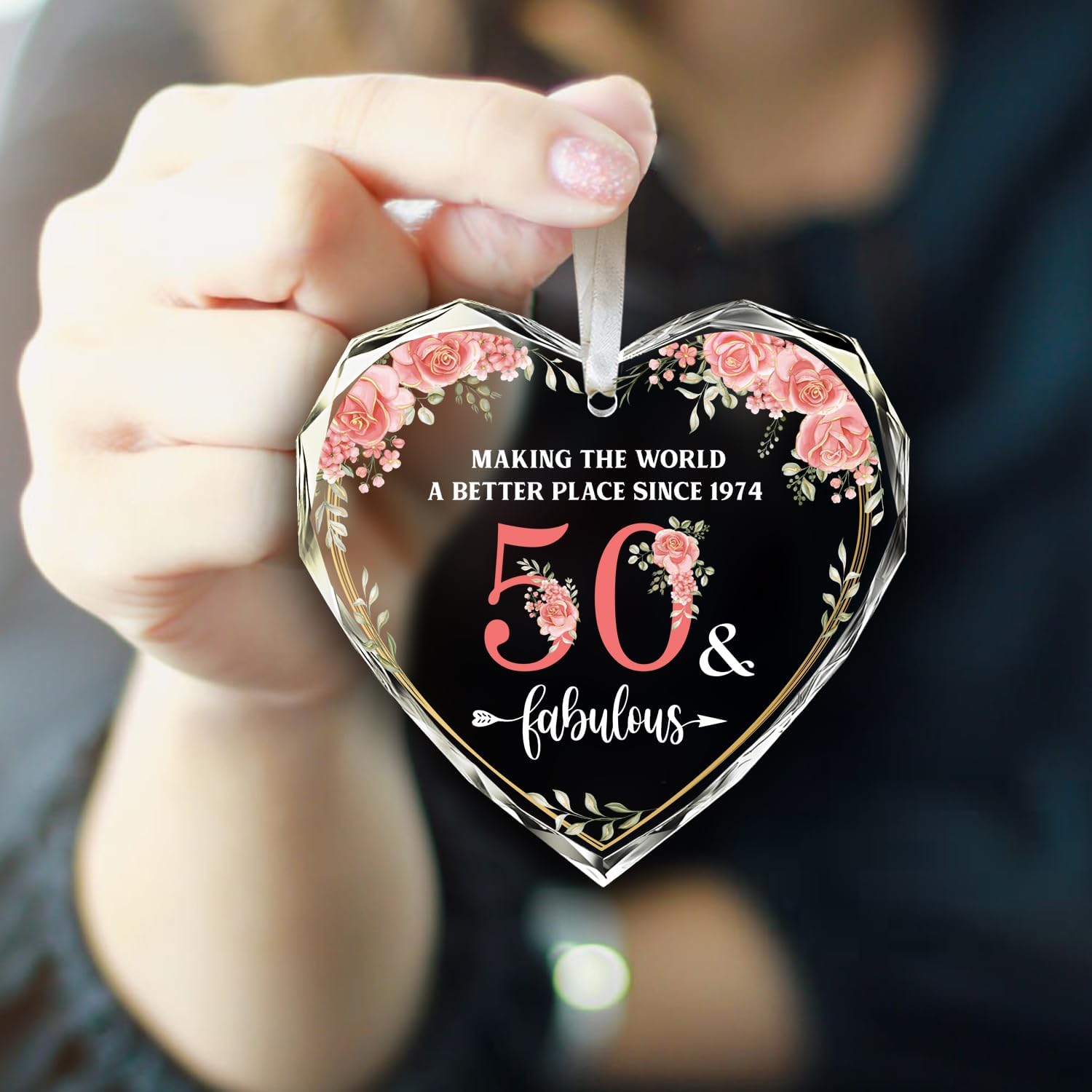 50th And Fabulous - Heart Glass Ornament