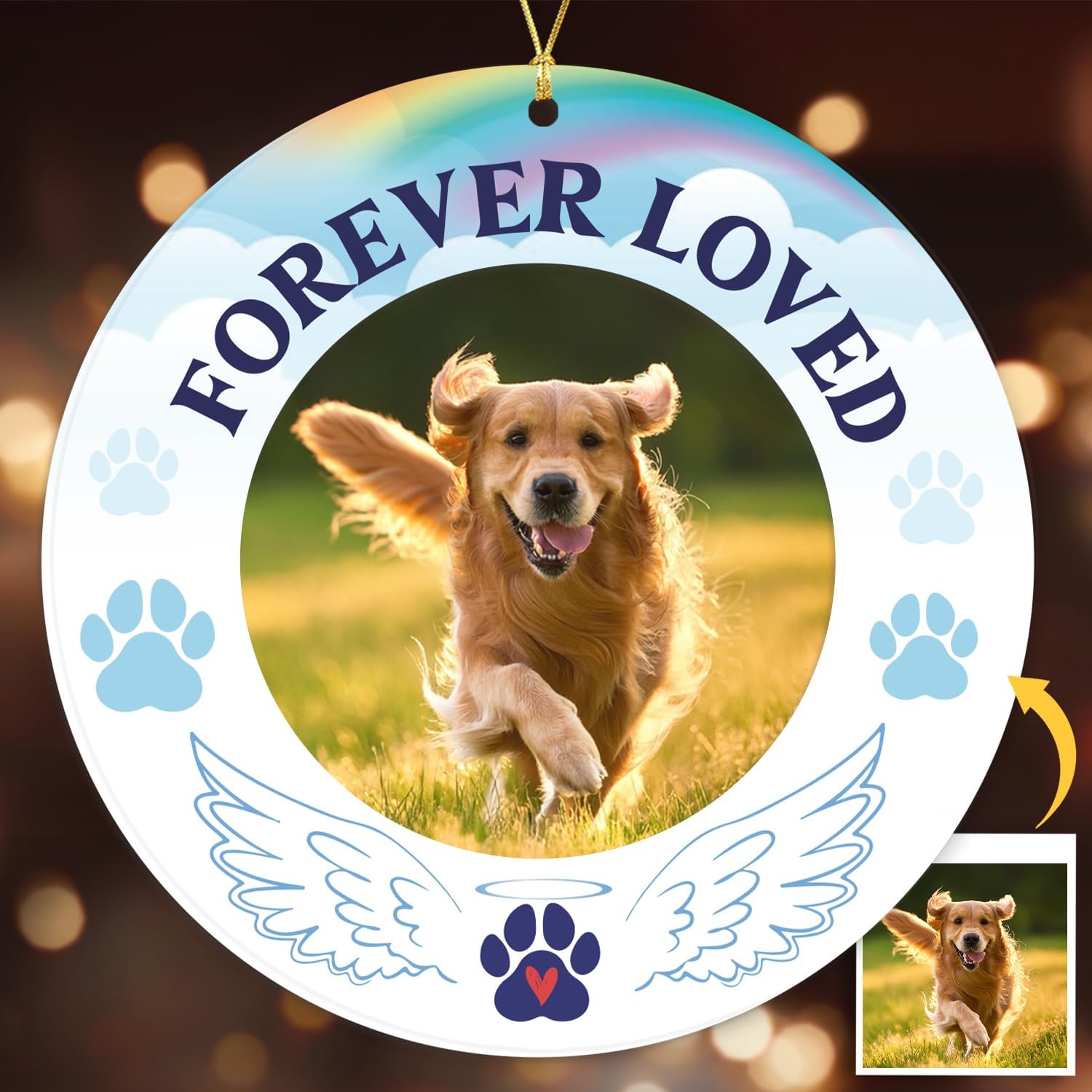 Forever Loved - Pet Memorial Picture Frame Christmas - Acrylic Ornaments 2024