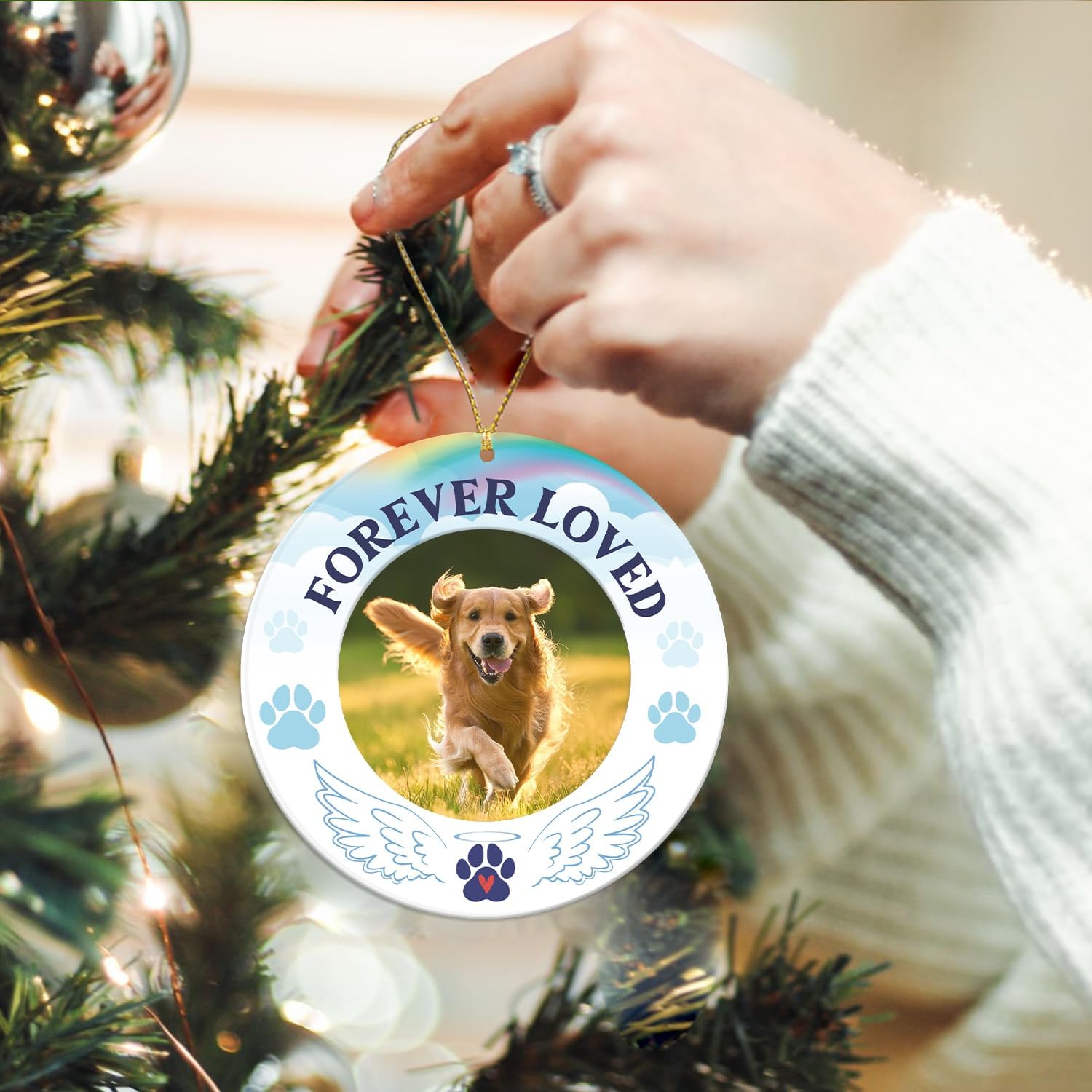 Forever Loved - Pet Memorial Picture Frame Christmas - Acrylic Ornaments 2024