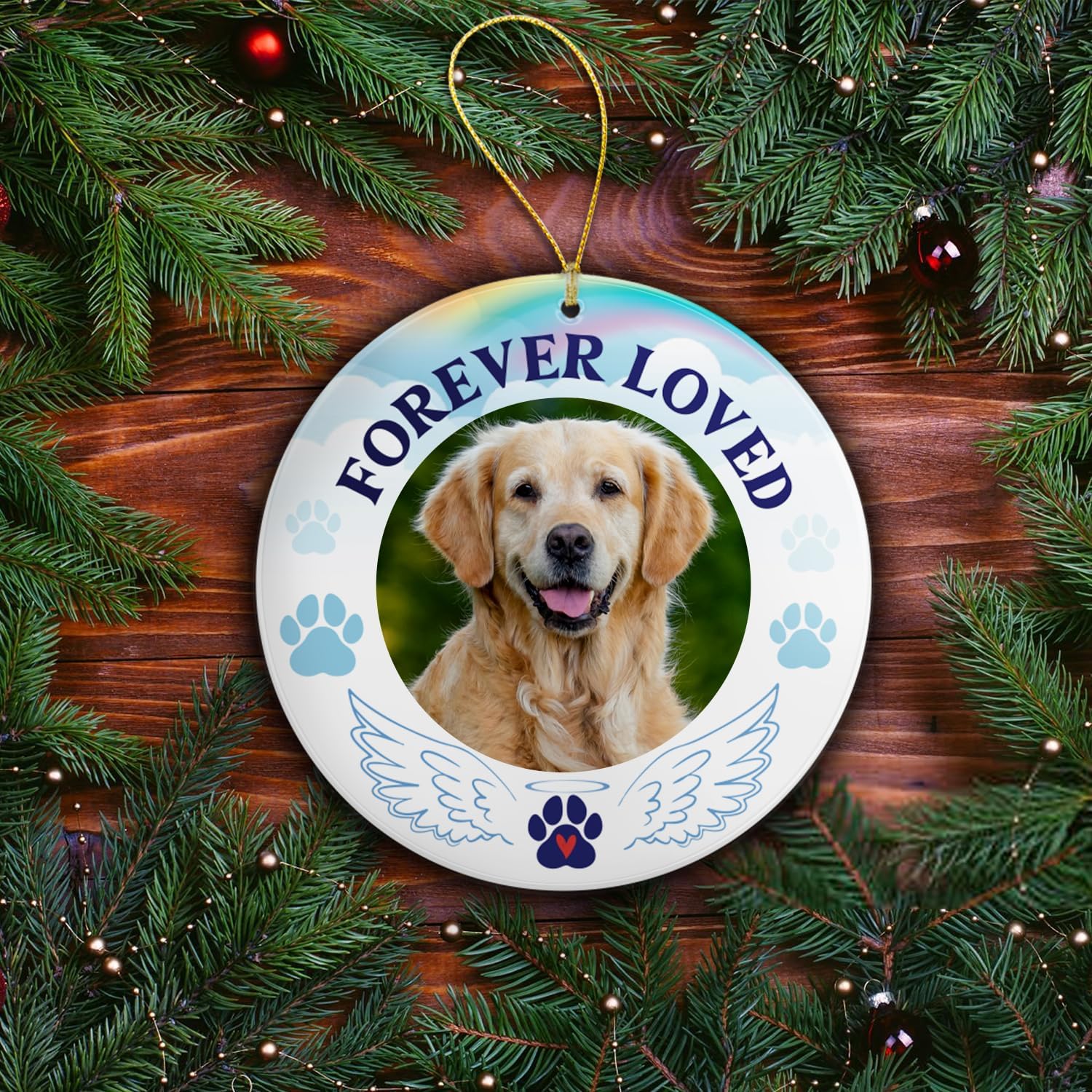 Forever Loved - Pet Memorial Picture Frame Christmas - Acrylic Ornaments 2024