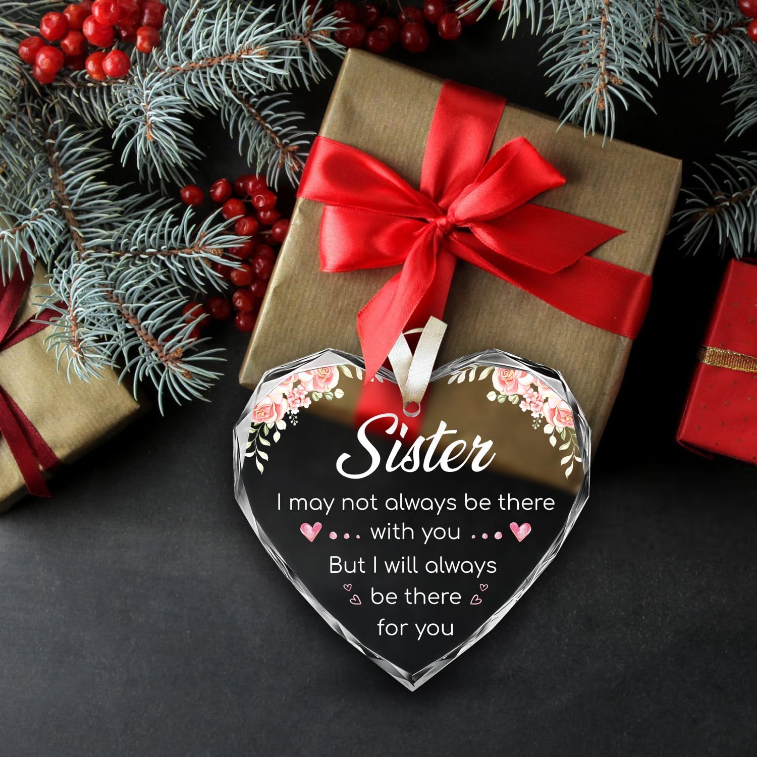 Sister, I Will Always Be There For You - Glass Christmas Ornaments