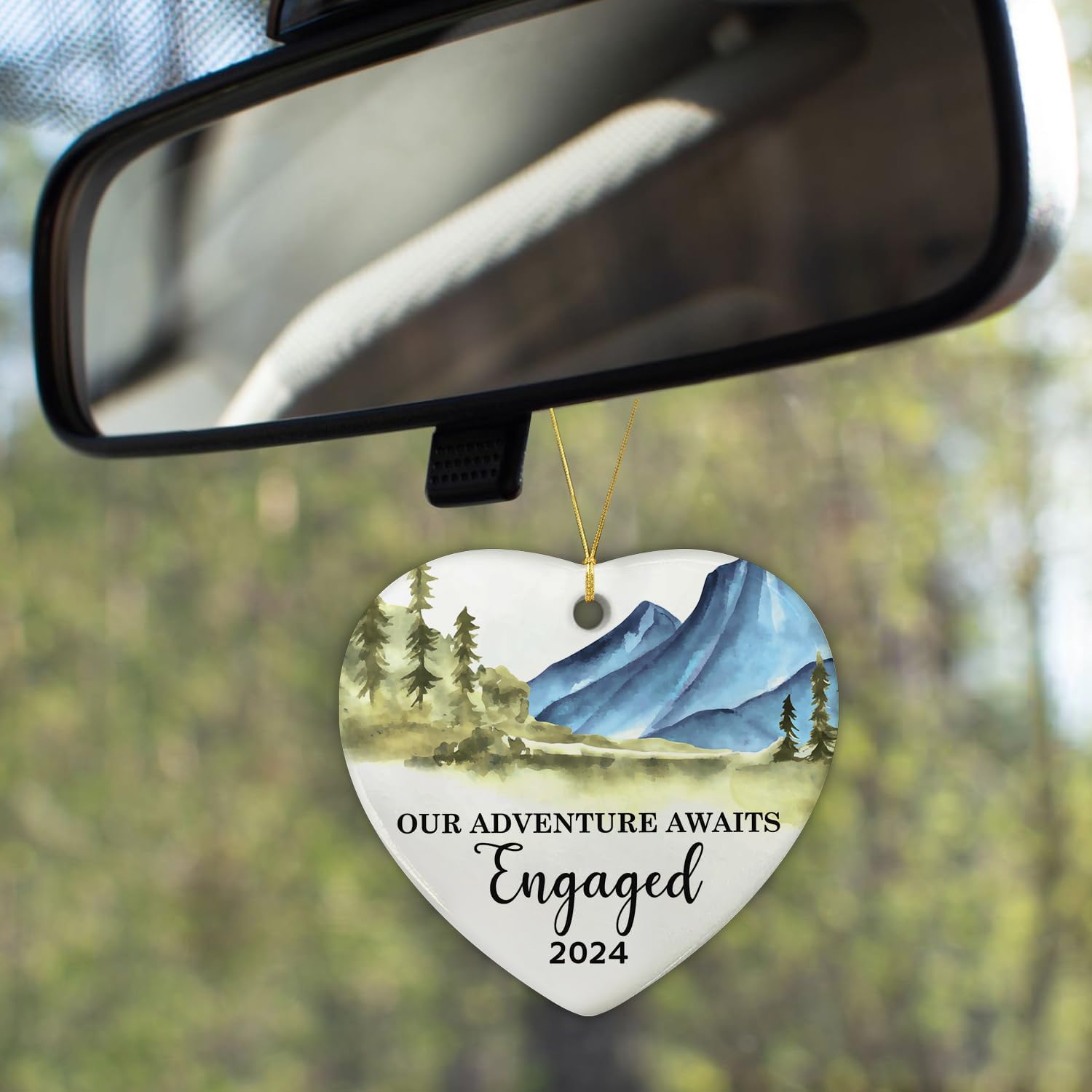 Our Adventure Awaits Engaged 2024 - Glass Christmas Ornament