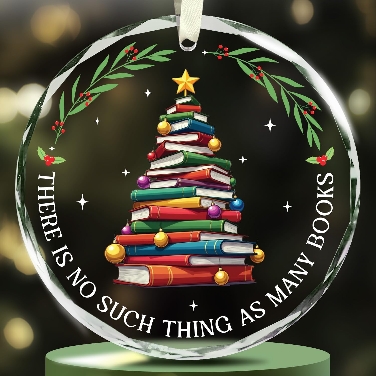 There Is No Such Thing As Many Books - Glass Christmas Ornaments