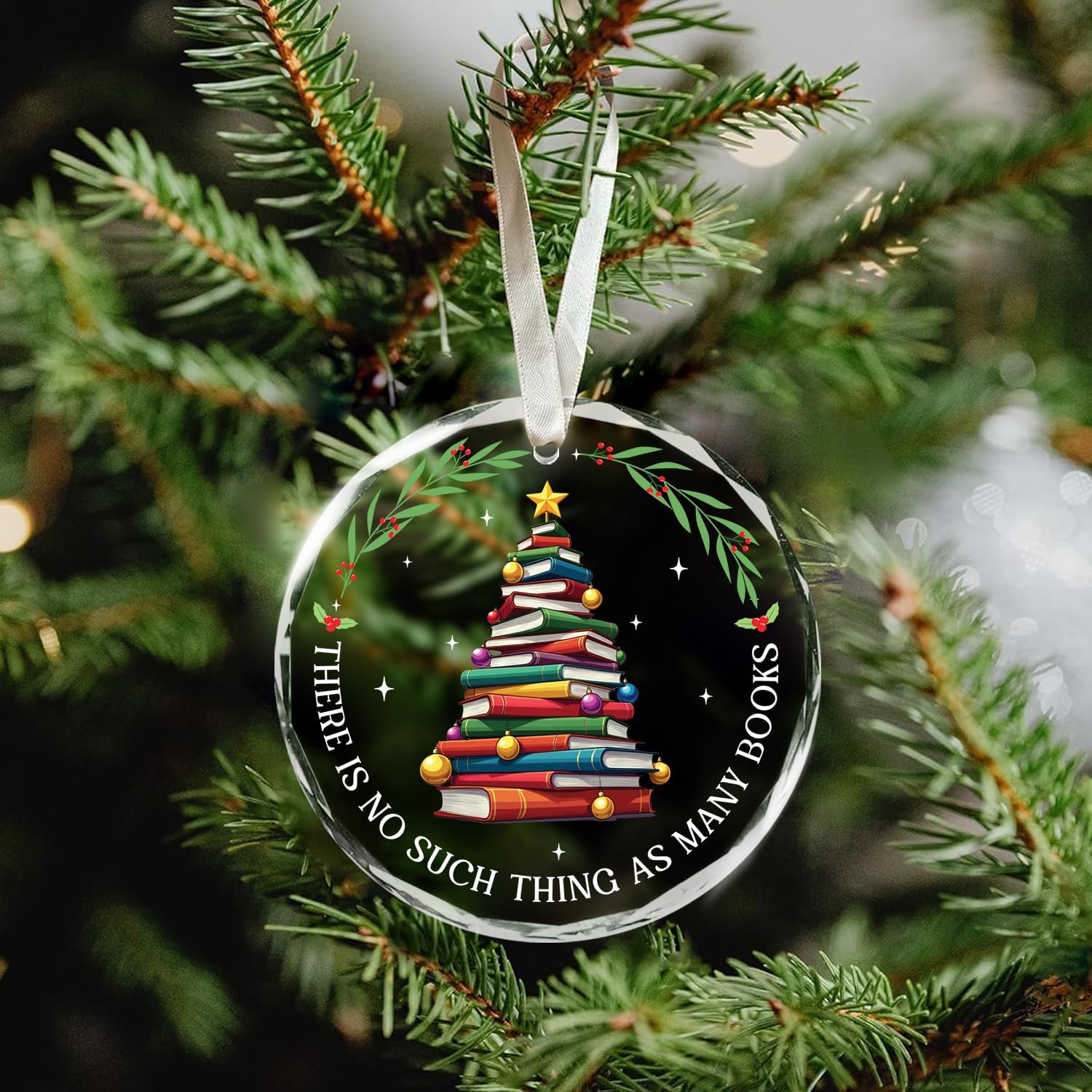 There Is No Such Thing As Many Books - Glass Christmas Ornaments