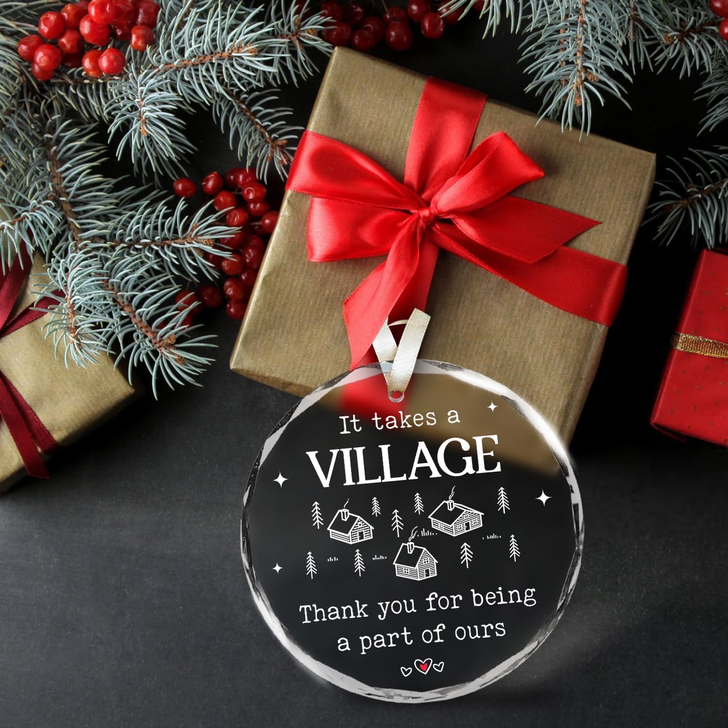 It Takes A Village, Thank You For Being A Part Of Ours - Glass Christmas Ornament