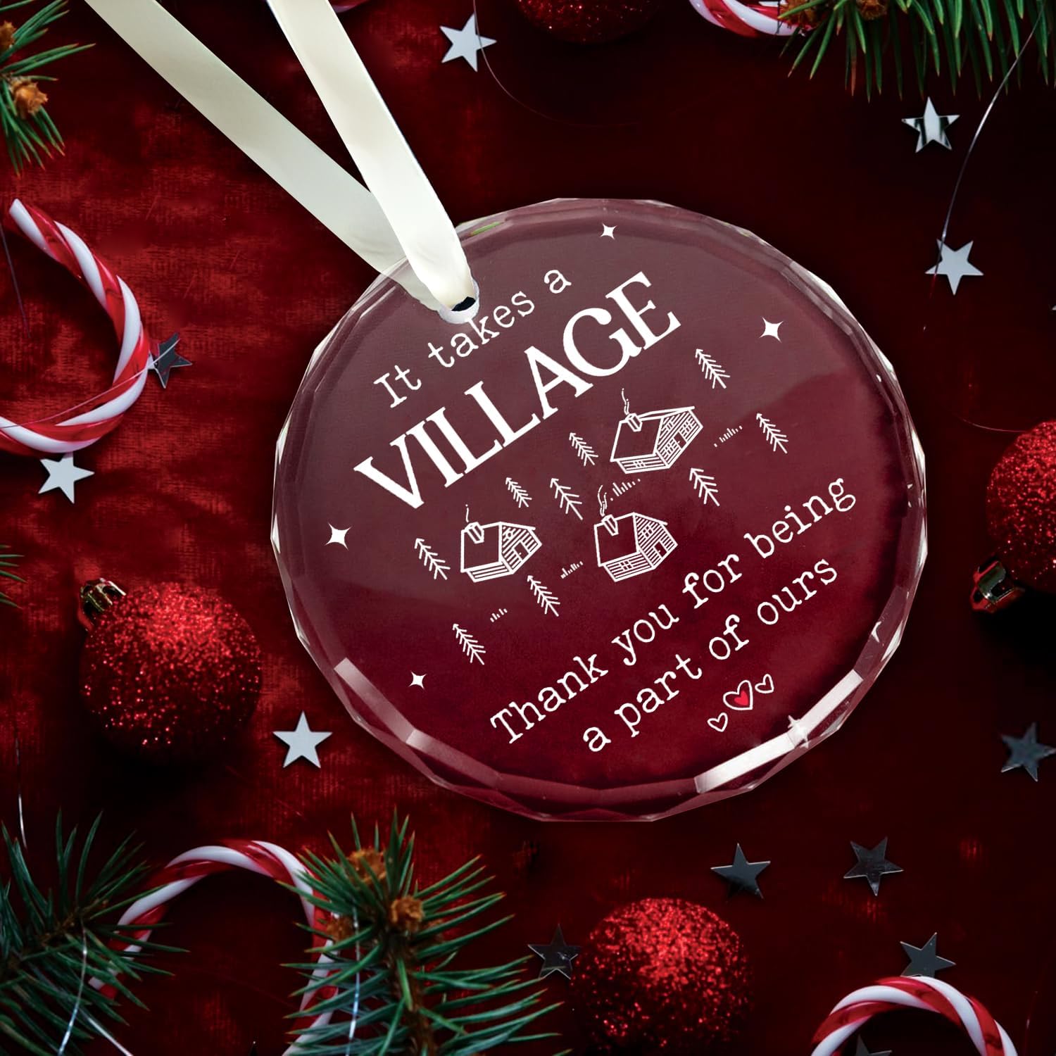 It Takes A Village, Thank You For Being A Part Of Ours - Glass Christmas Ornament