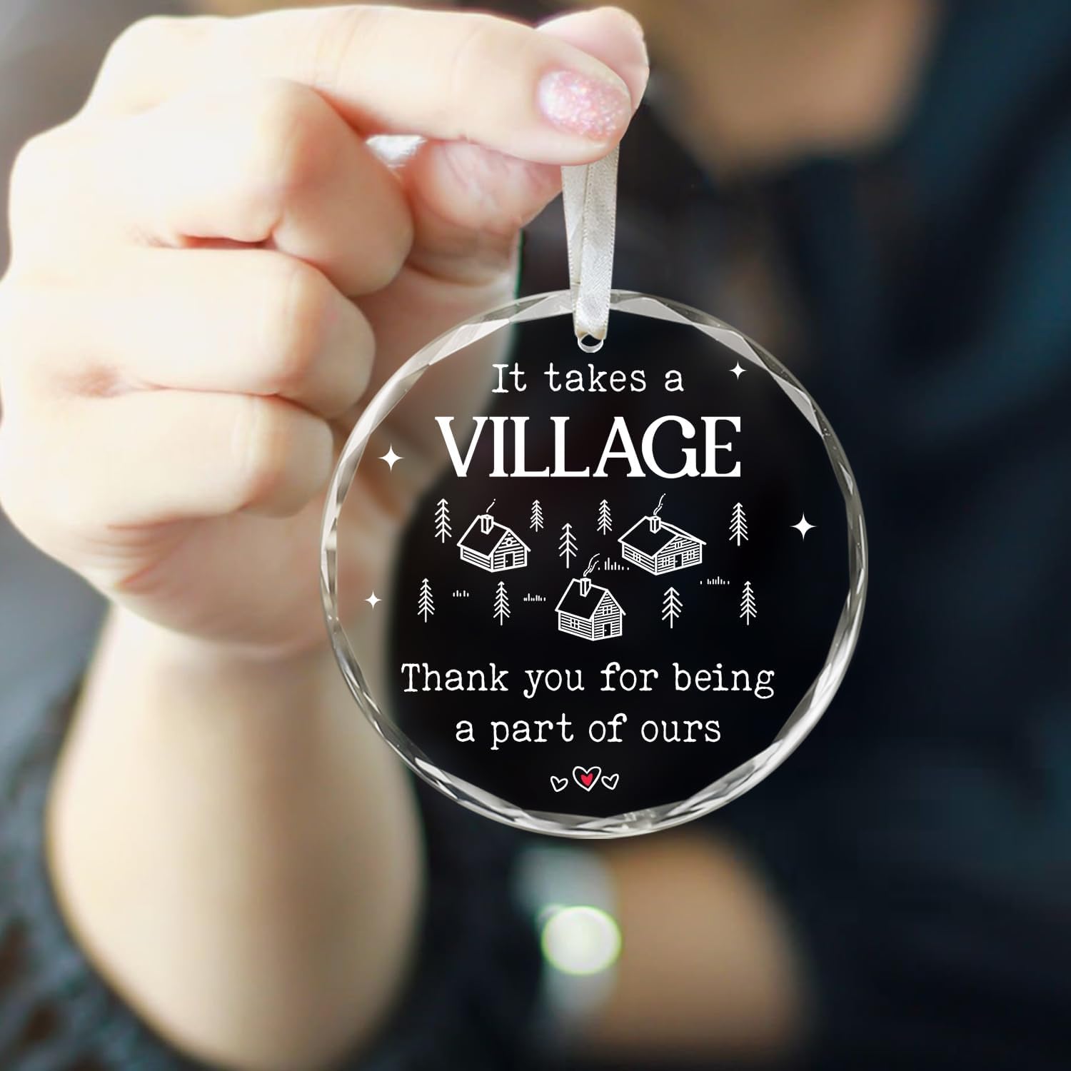 It Takes A Village, Thank You For Being A Part Of Ours - Glass Christmas Ornament