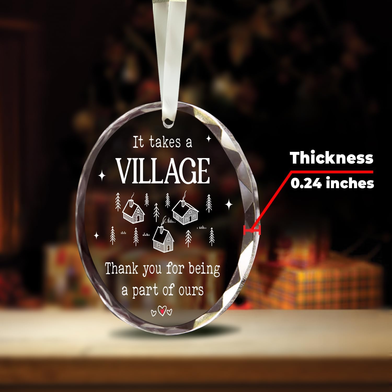 It Takes A Village, Thank You For Being A Part Of Ours - Glass Christmas Ornament