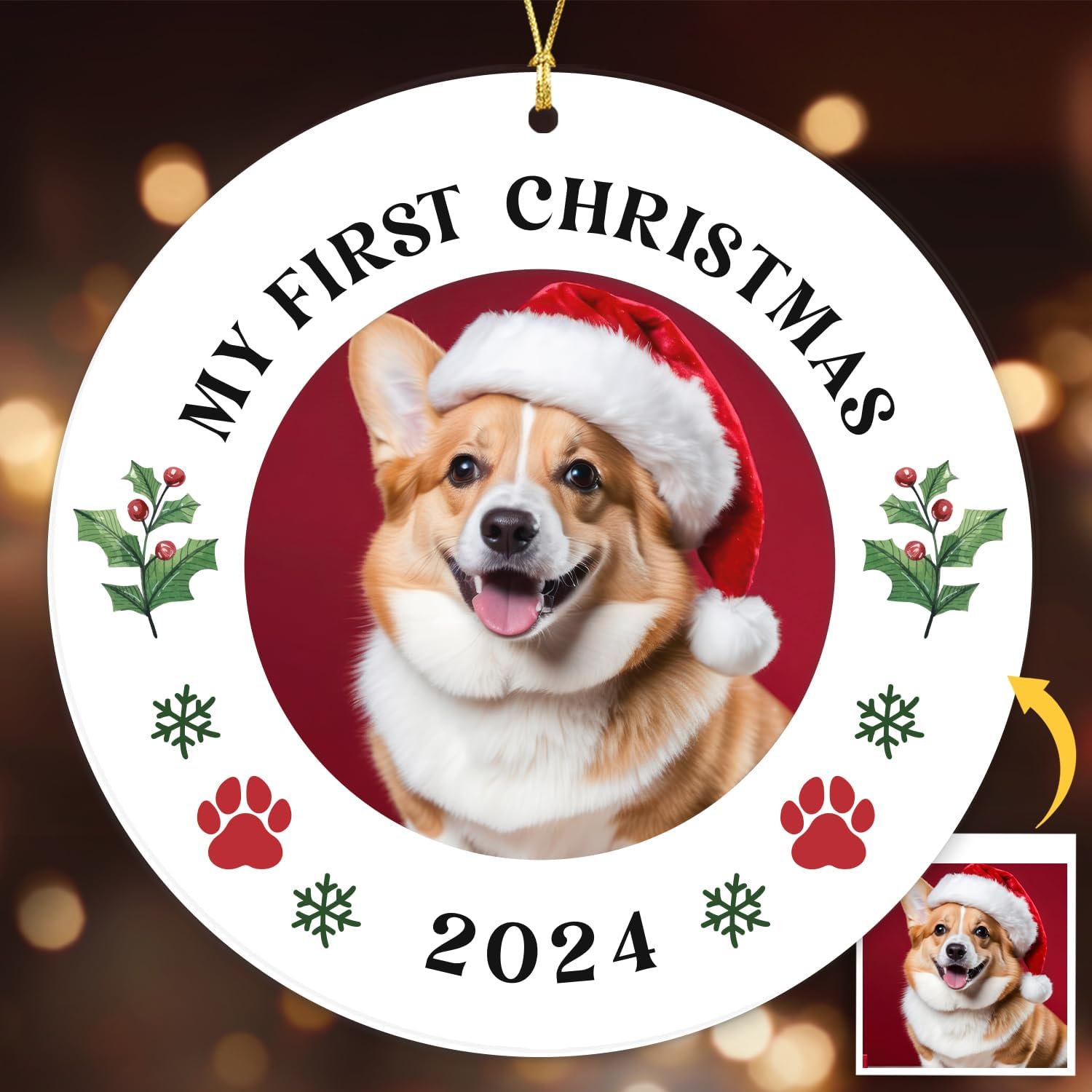 My First Christmas 2024 - Photo Acrylic Christmas Ornament