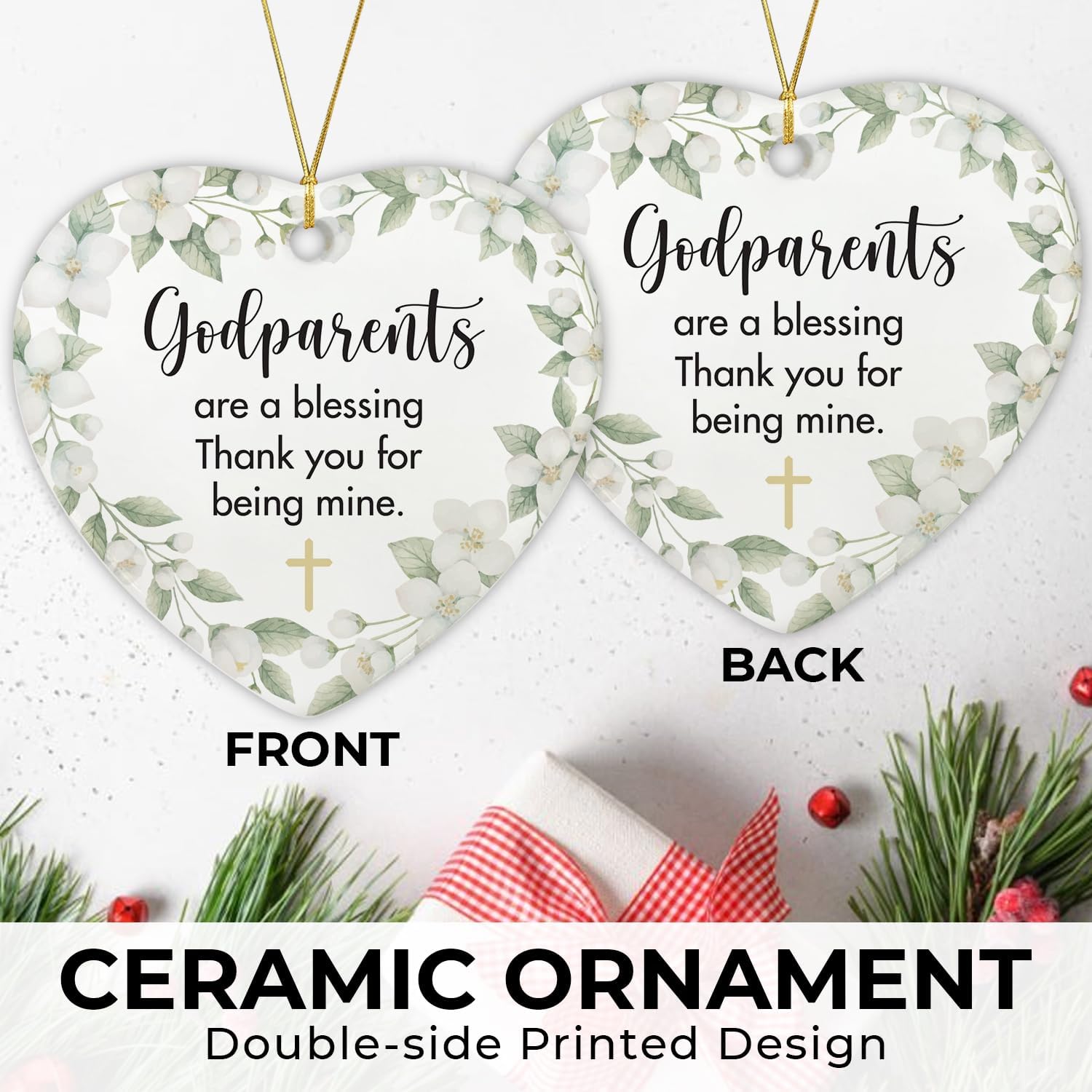 Godparents Are Blessing Thank You For Being Mine - Ceramic Ornament