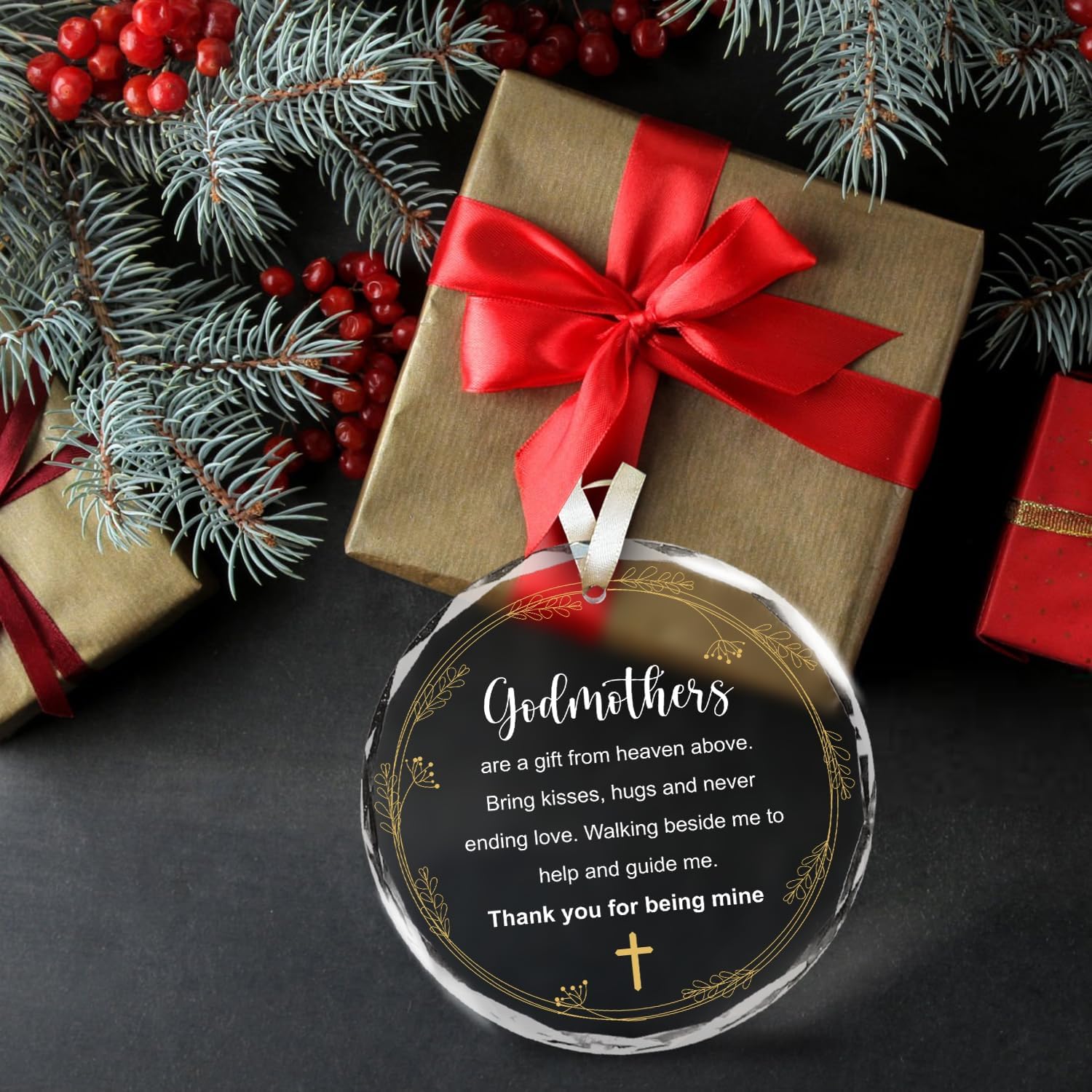 Godmothers - Thank You For Being Mine - Glass Christmas Ornaments