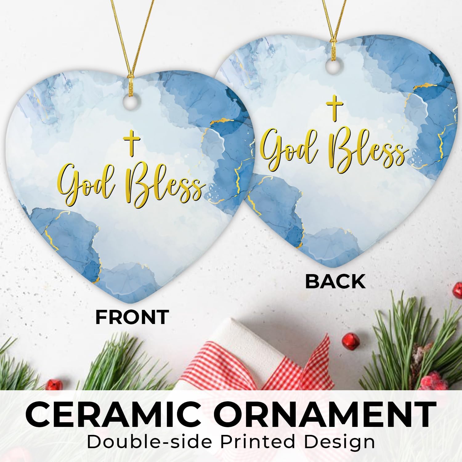 Gold Bless Baptized 2024 - Ceramic Ornament