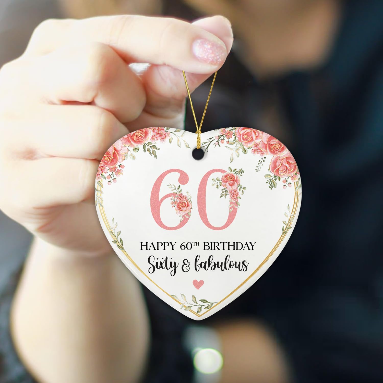 Sixty & Fabulous - Happy 60th Birthday - Ceramic Christmas Ornament