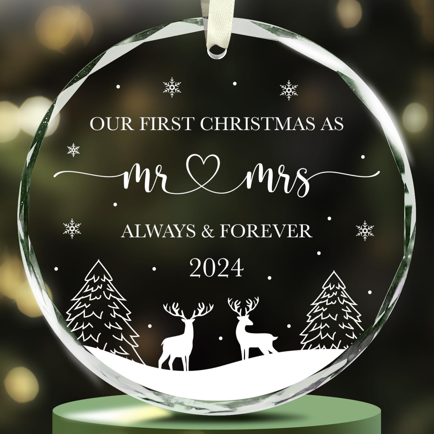 Our First Christmas As Mr & Mrs 2024 - Glass Ornament