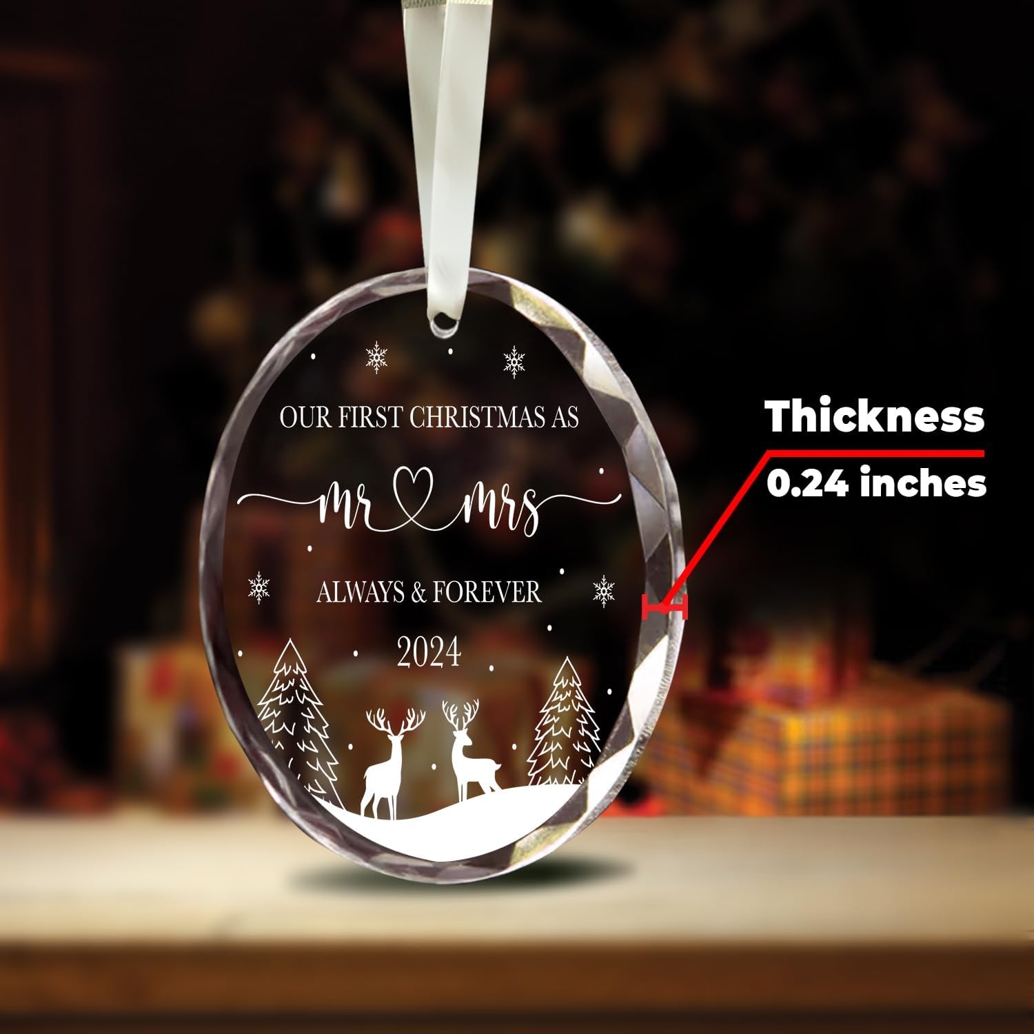 Our First Christmas As Mr & Mrs 2024 - Glass Ornament