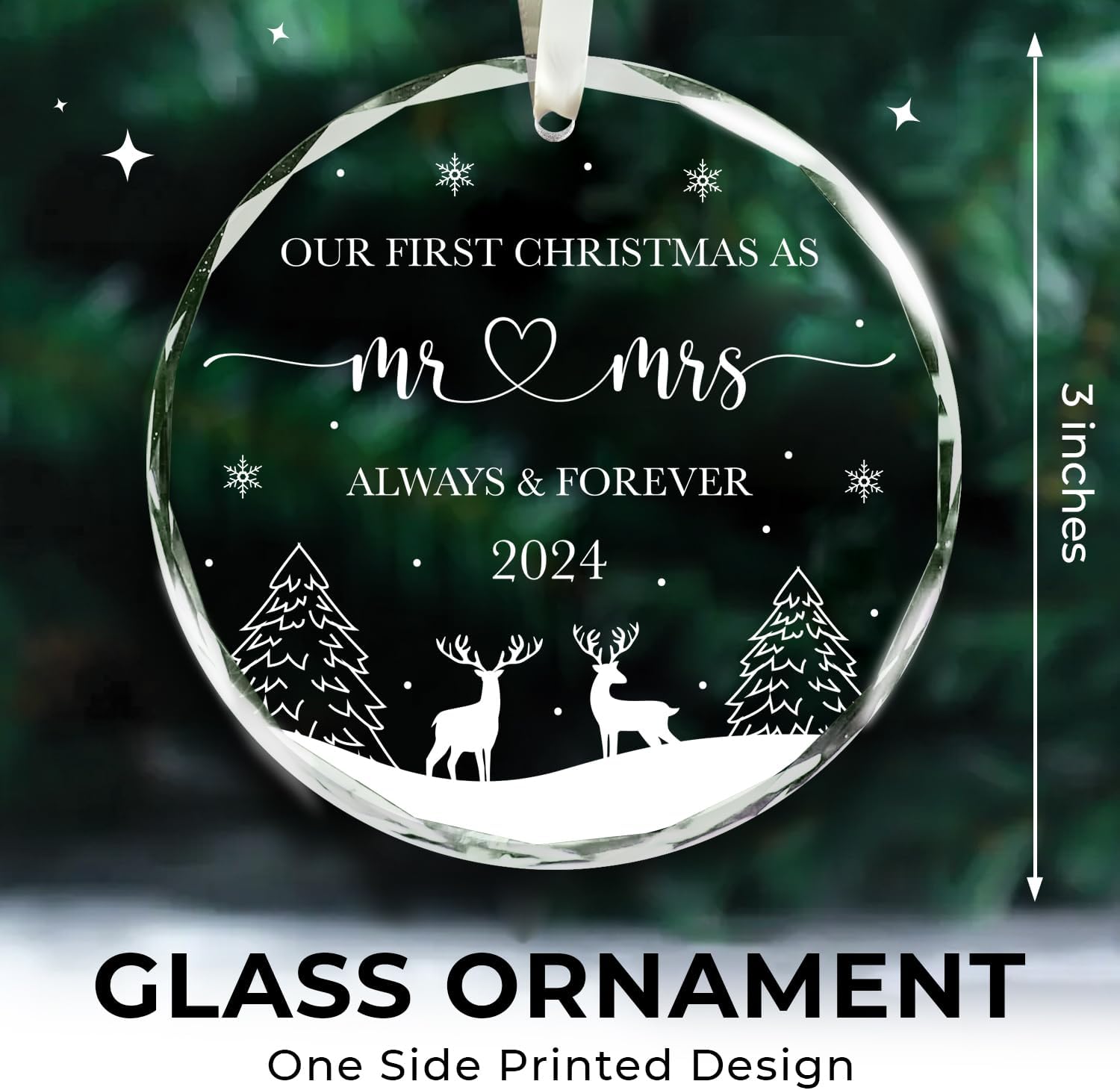 Our First Christmas As Mr & Mrs 2024 - Glass Ornament