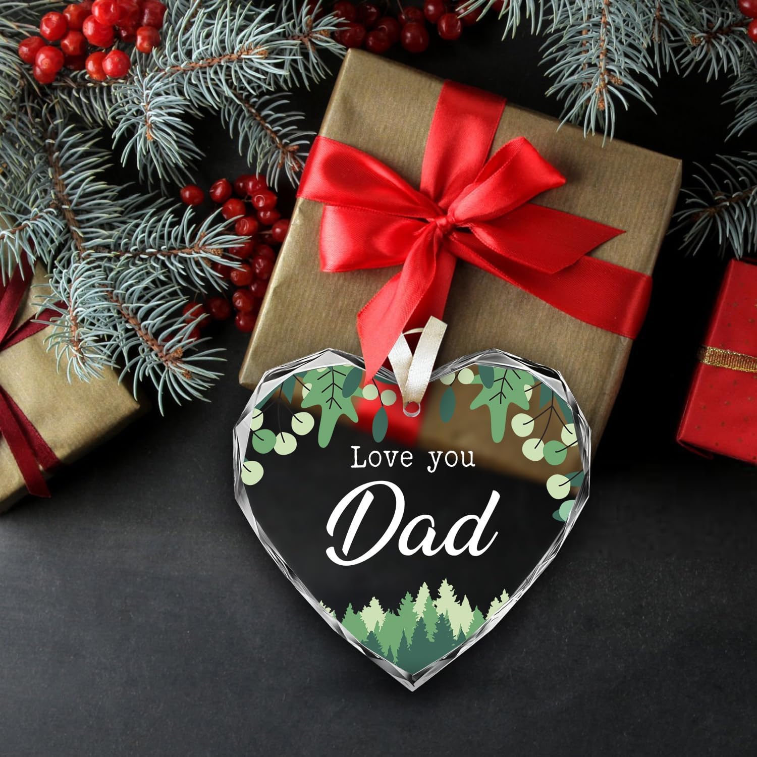 Love You Dad - Glass Ornament