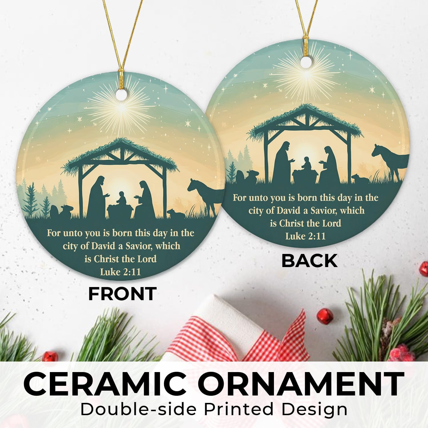 Nativity Scene Christmas Tree Ornaments - Ceramic Christmas Ornaments