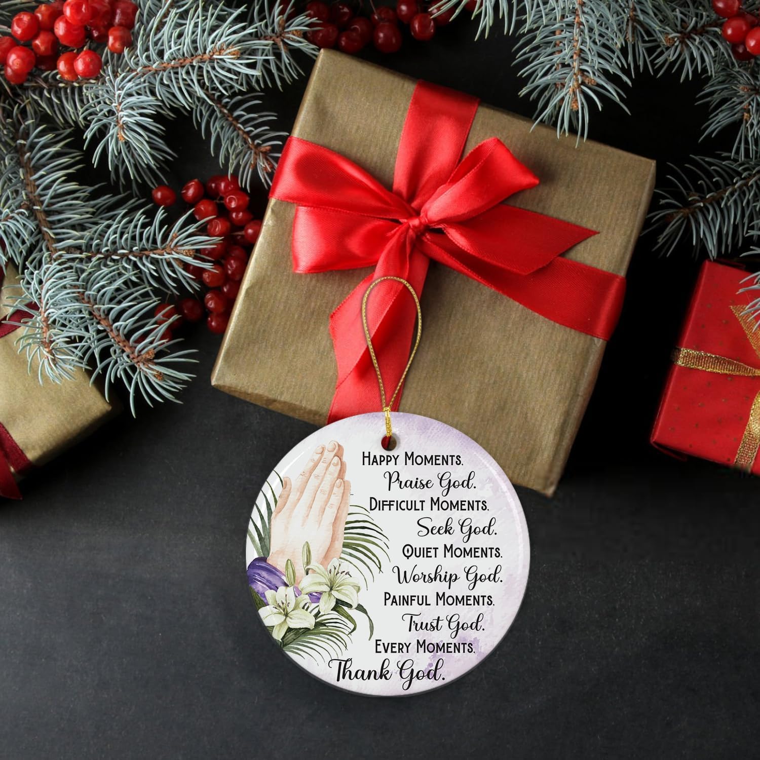 Happy Moments - Thank God - Ceramic Christmas Ornaments