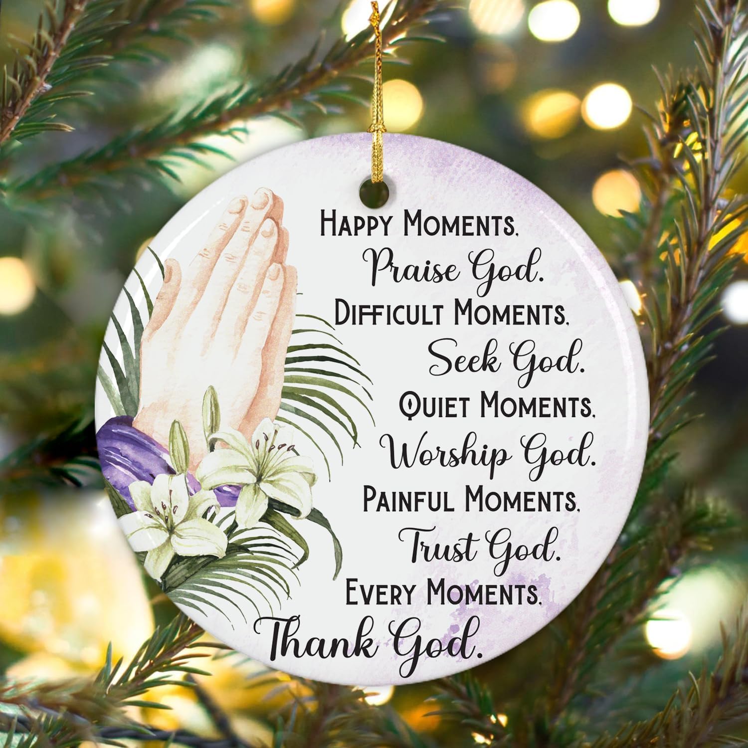 Happy Moments - Thank God - Ceramic Christmas Ornaments