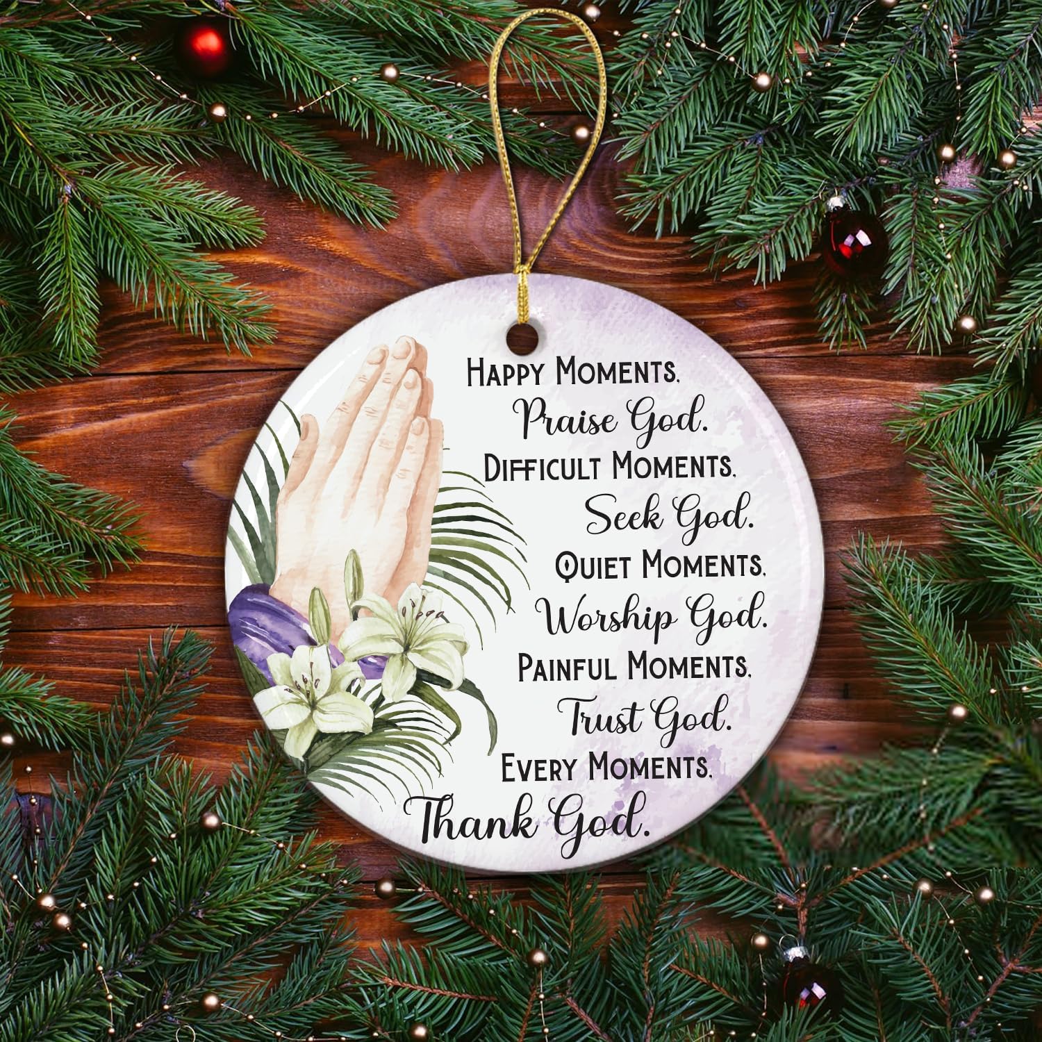 Happy Moments - Thank God - Ceramic Christmas Ornaments