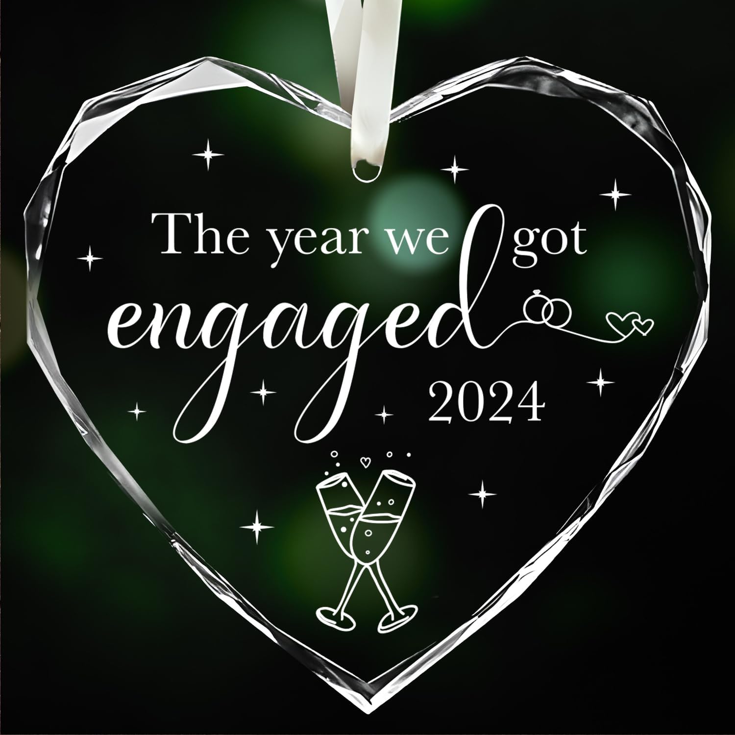 The Year We Got Engaged 2024 - Glass Christmas Ornaments