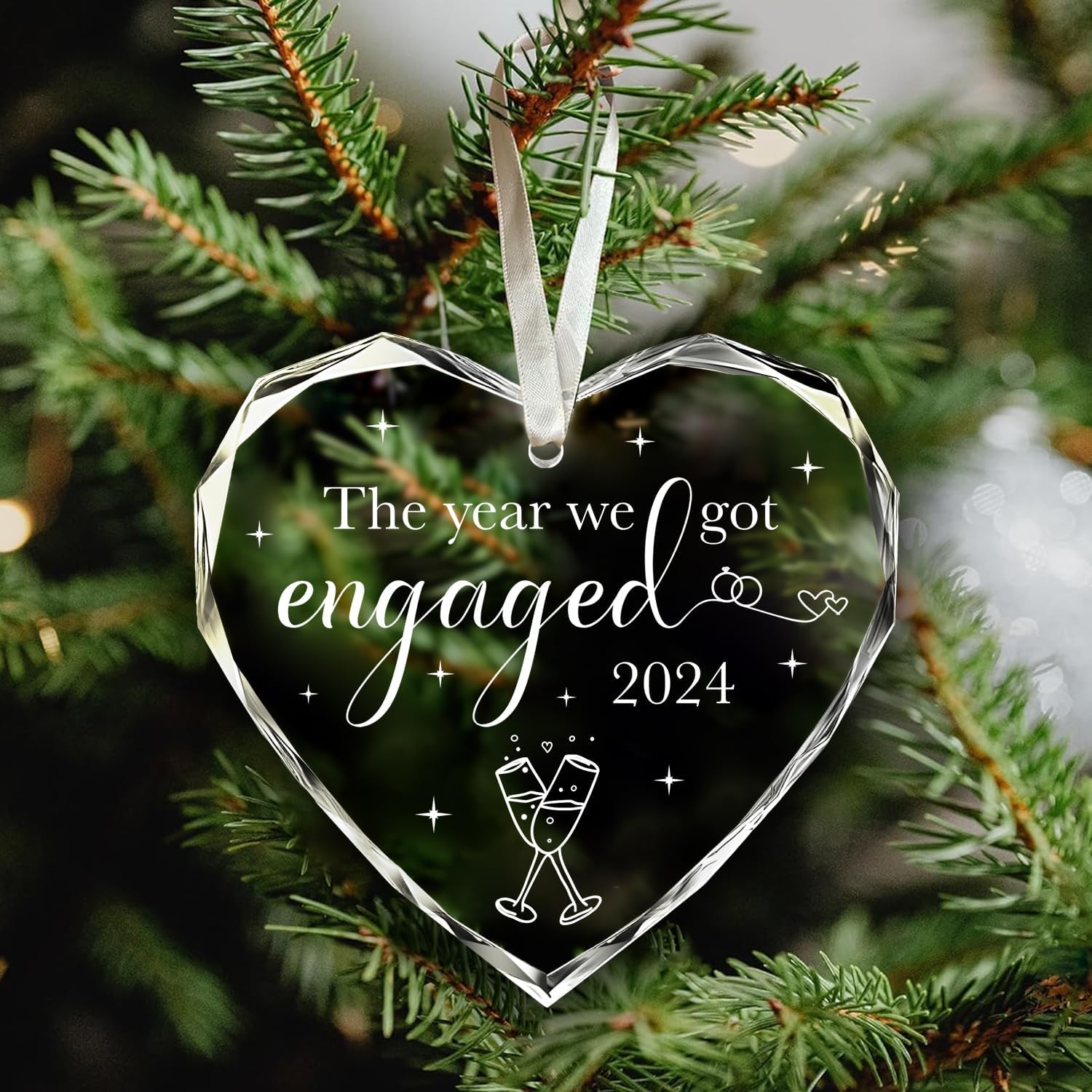 The Year We Got Engaged 2024 - Glass Christmas Ornaments