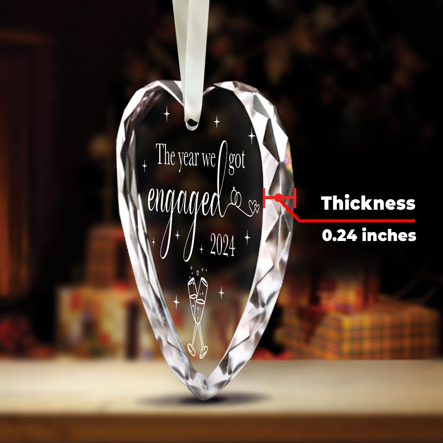 The Year We Got Engaged 2024 - Glass Christmas Ornaments