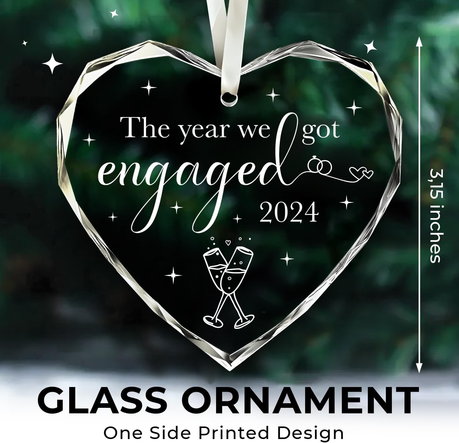 The Year We Got Engaged 2024 - Glass Christmas Ornaments