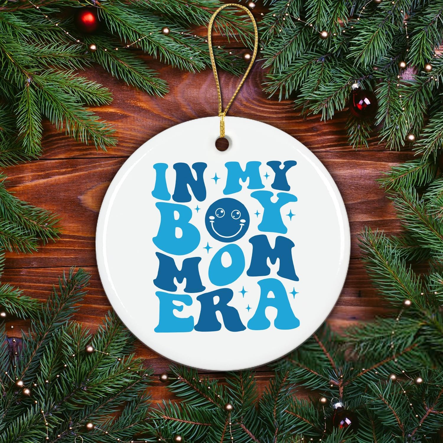 In My Boy Mom Era - Ceramic Christmas Ornament