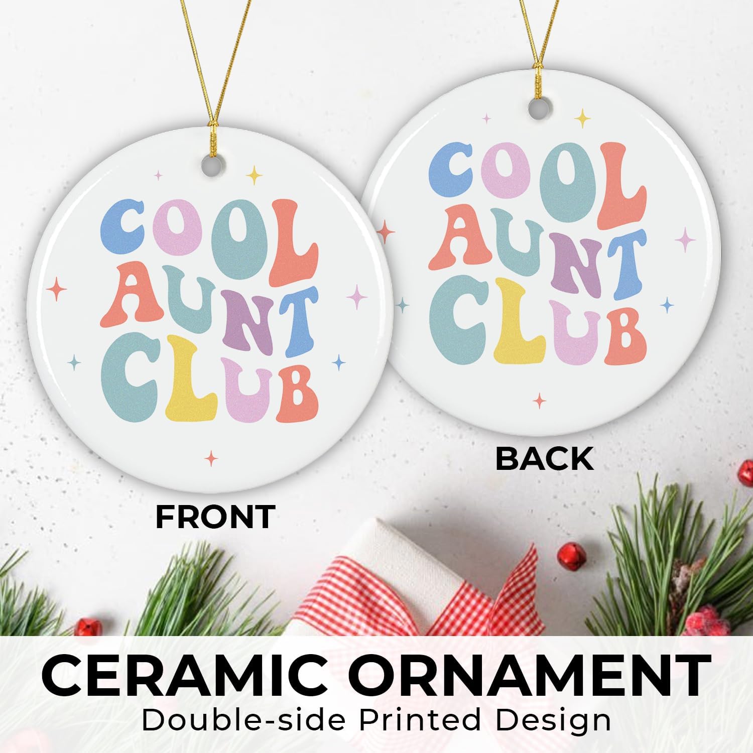 Cool Aunt Club - Christmas Tree Decoration Ceramic Ornament