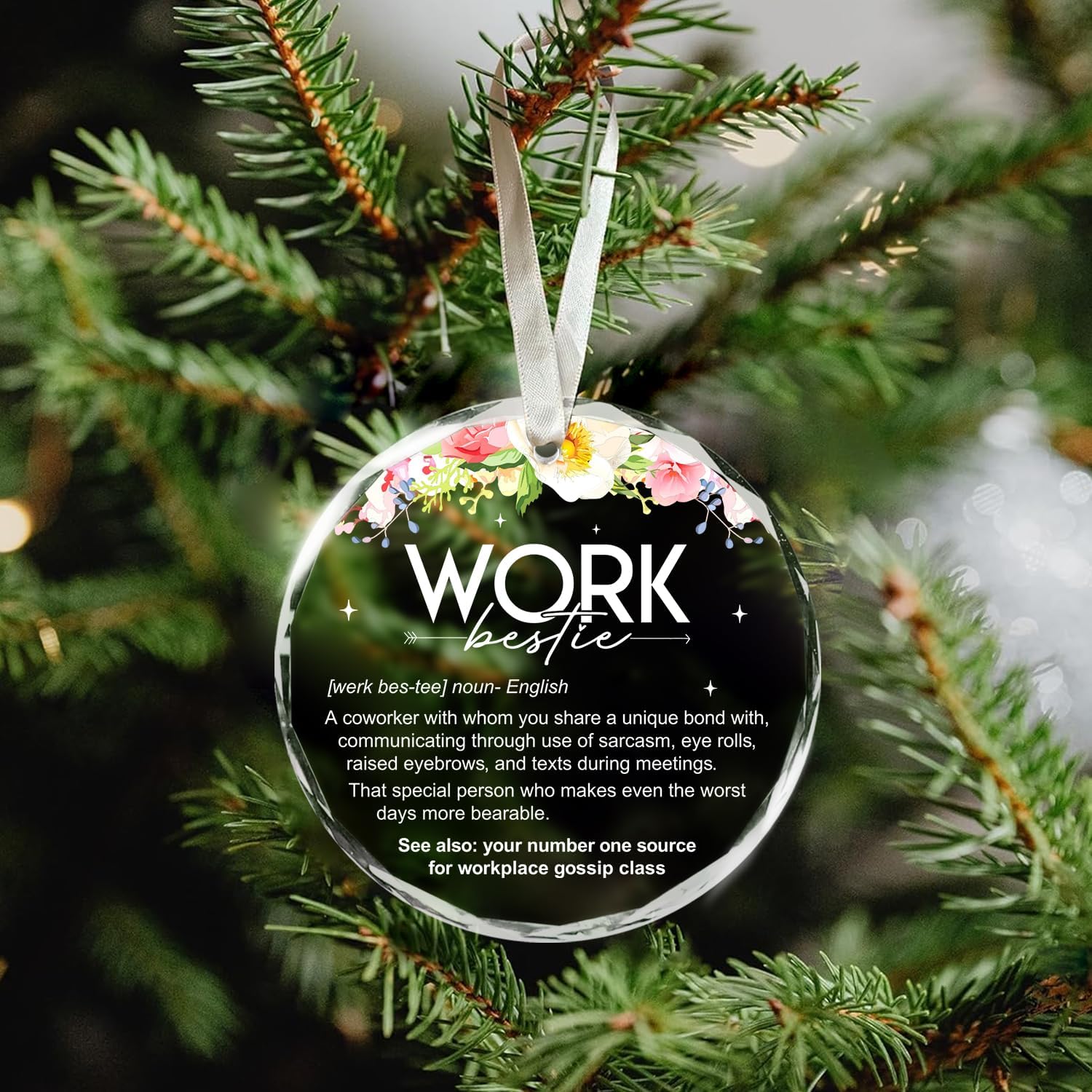 Work Bestie - Glass Christmas Ornaments