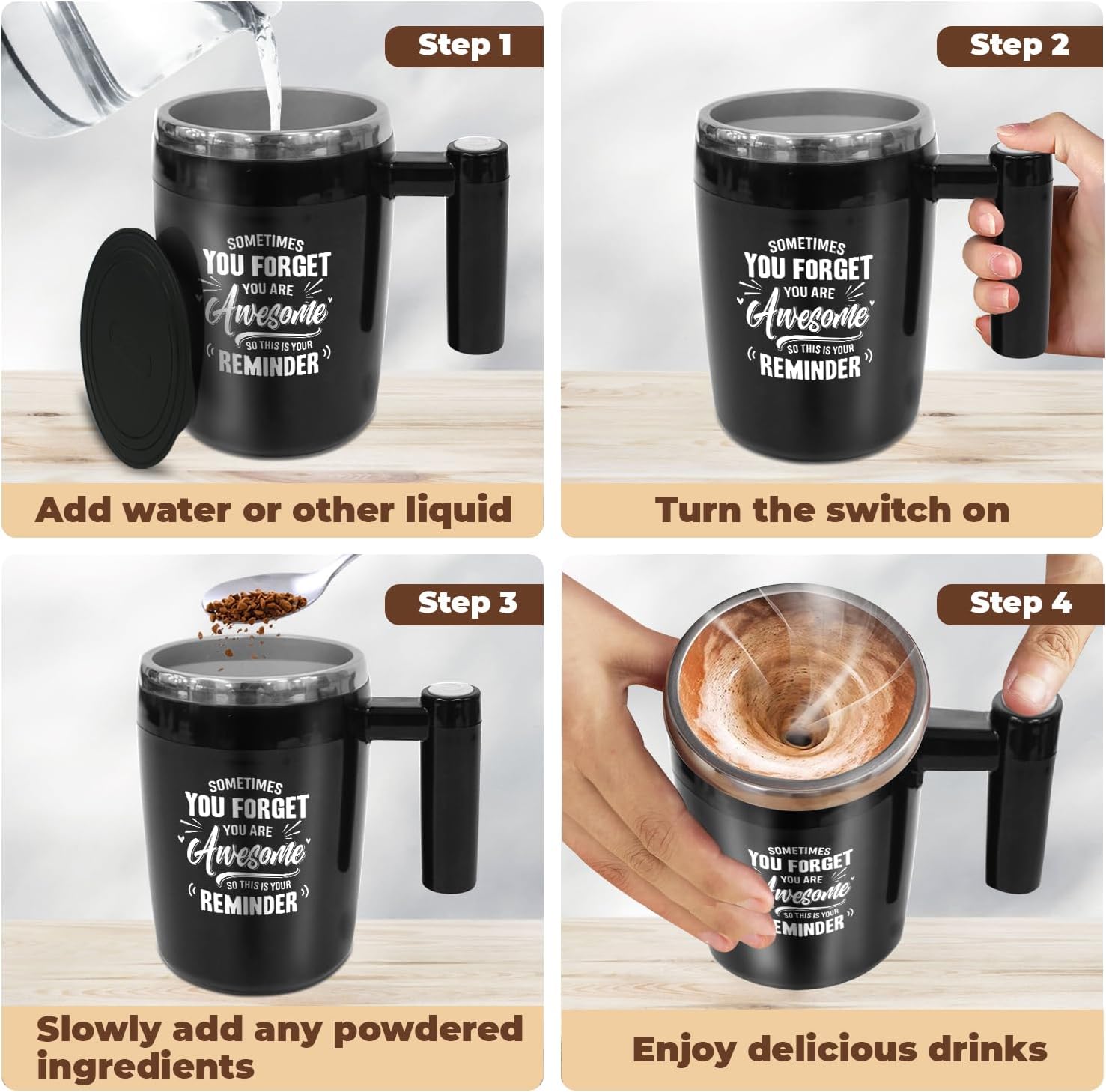 Sometimes You Forget You Are Awesome - 14 Oz Self Stirring Mug - Gifts For Nurse, Teacher, Boss, Coworker