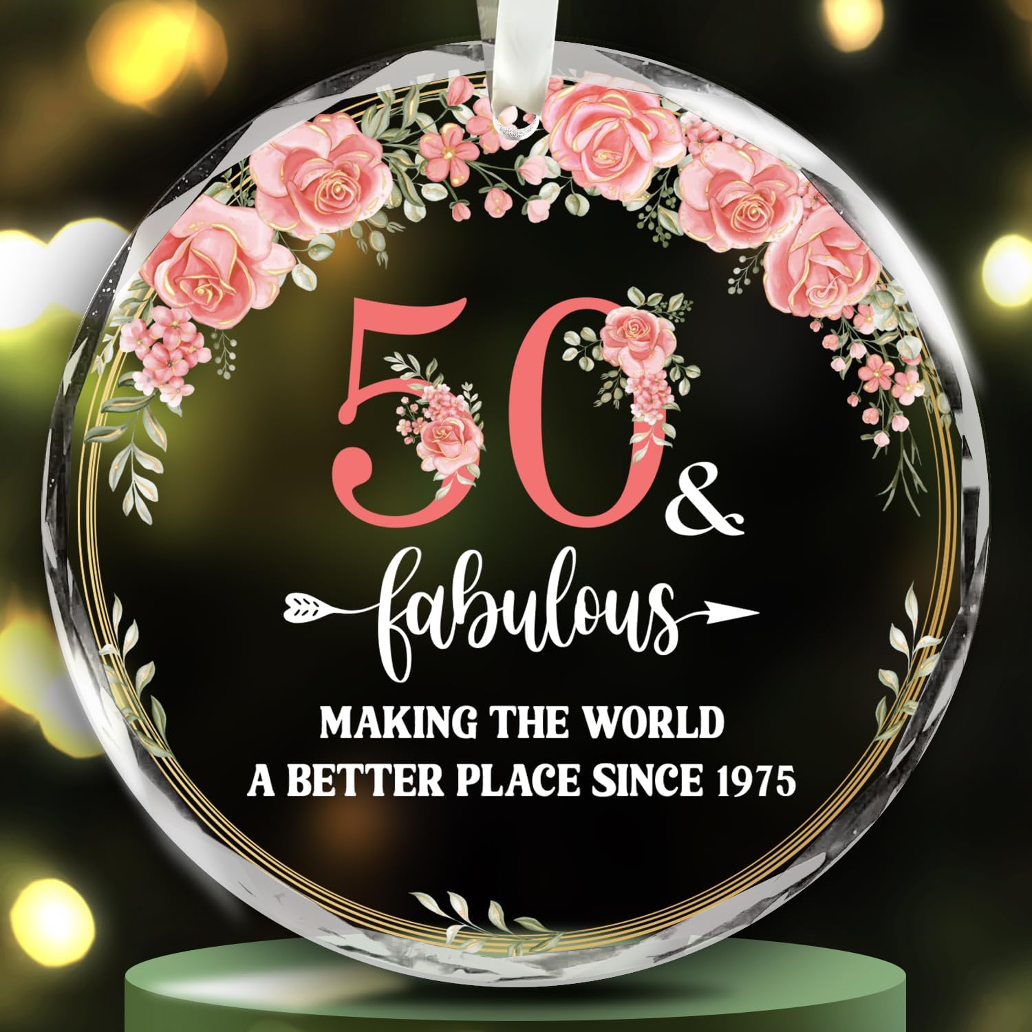 50th And Fabulous - Making The World A Better Place Since 1975 - Glass Ornament