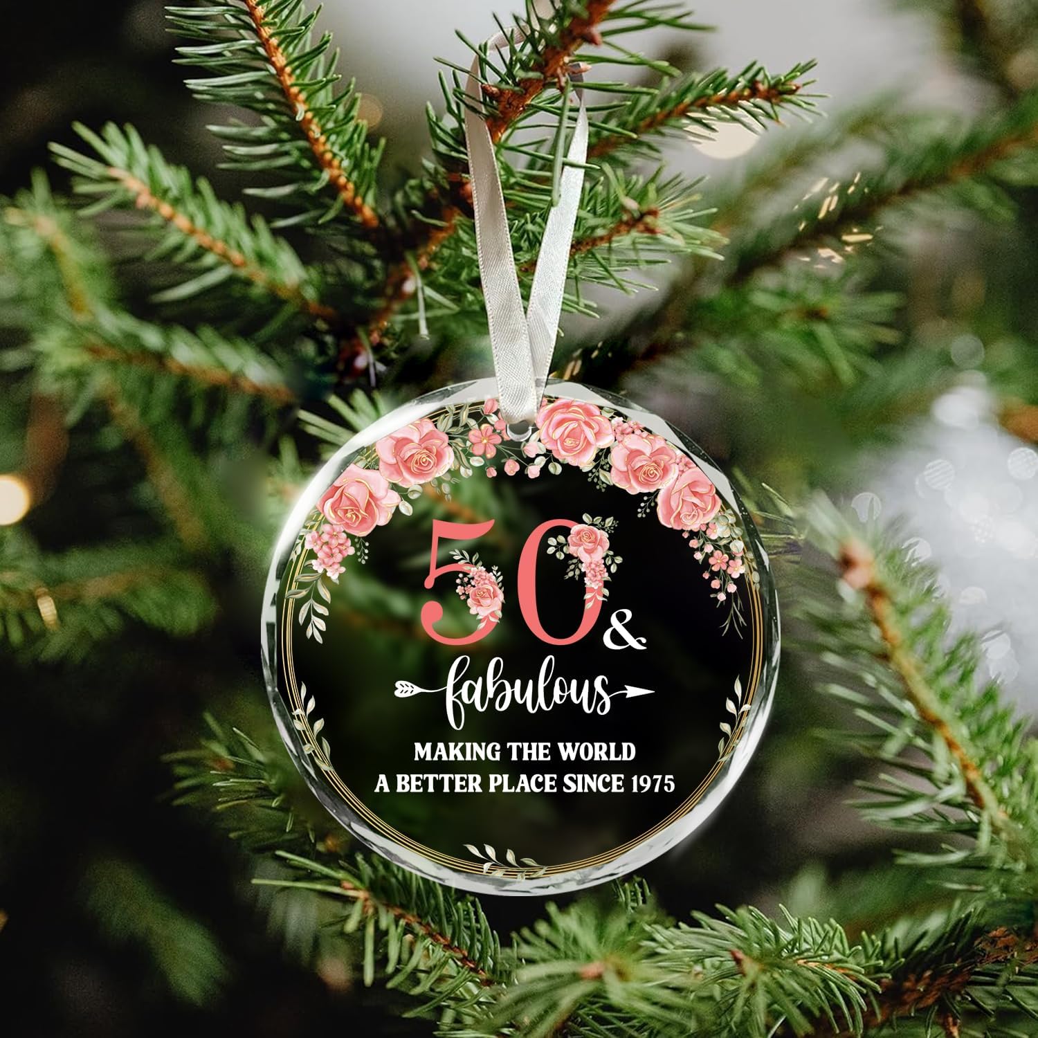 50th And Fabulous - Making The World A Better Place Since 1975 - Glass Ornament