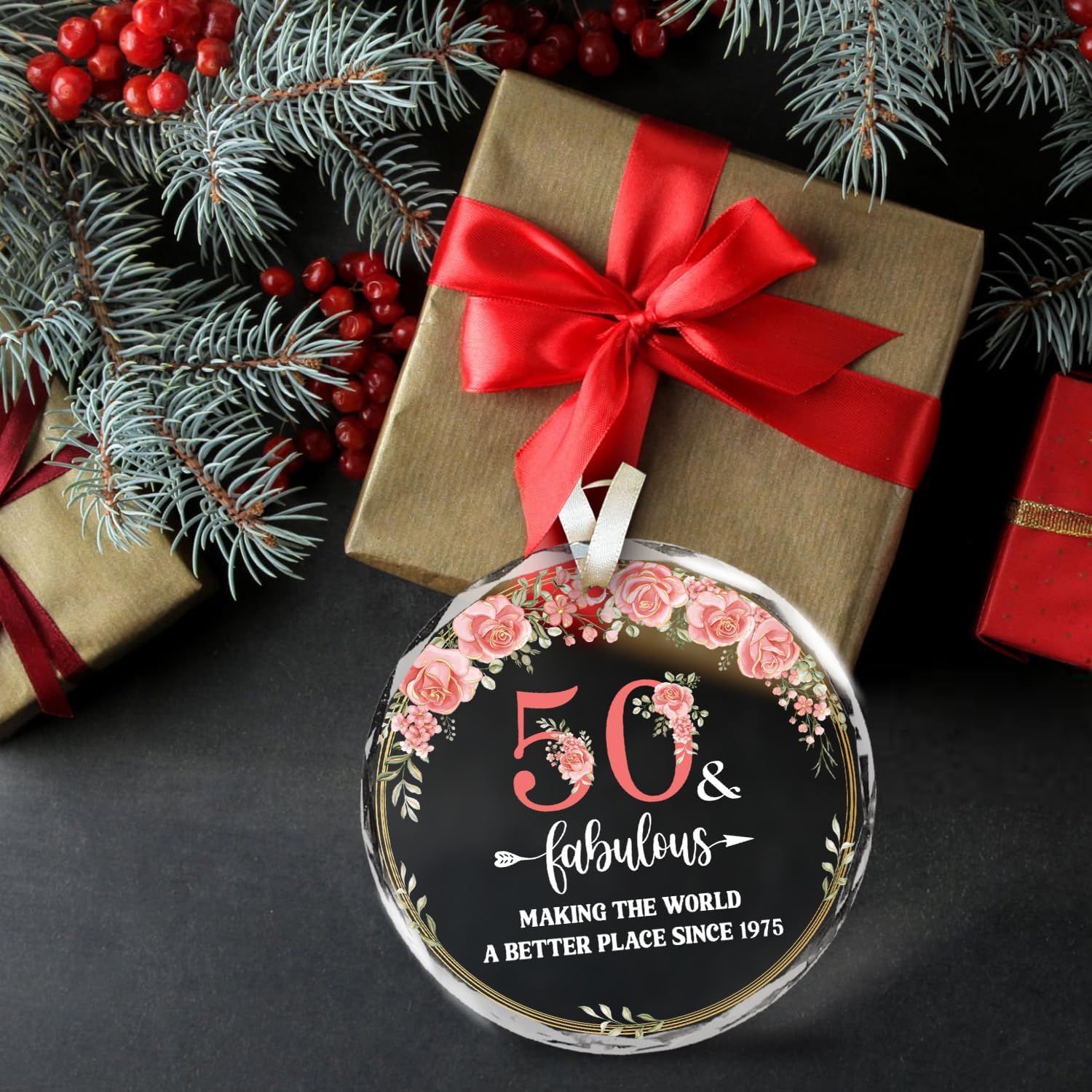 50th And Fabulous - Making The World A Better Place Since 1975 - Glass Ornament